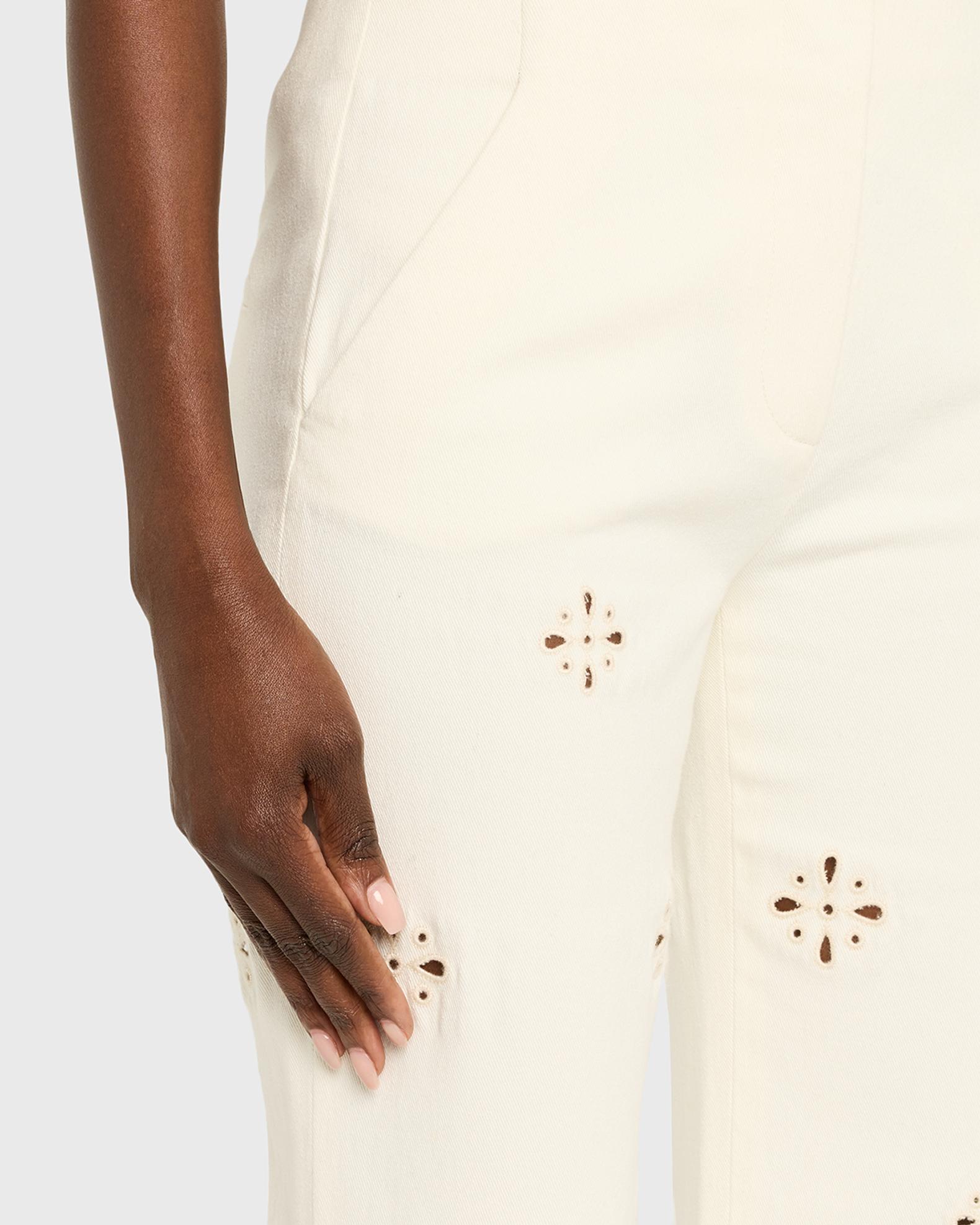 Veronica Beard Komi Eyelet Flare Pants | Neiman Marcus