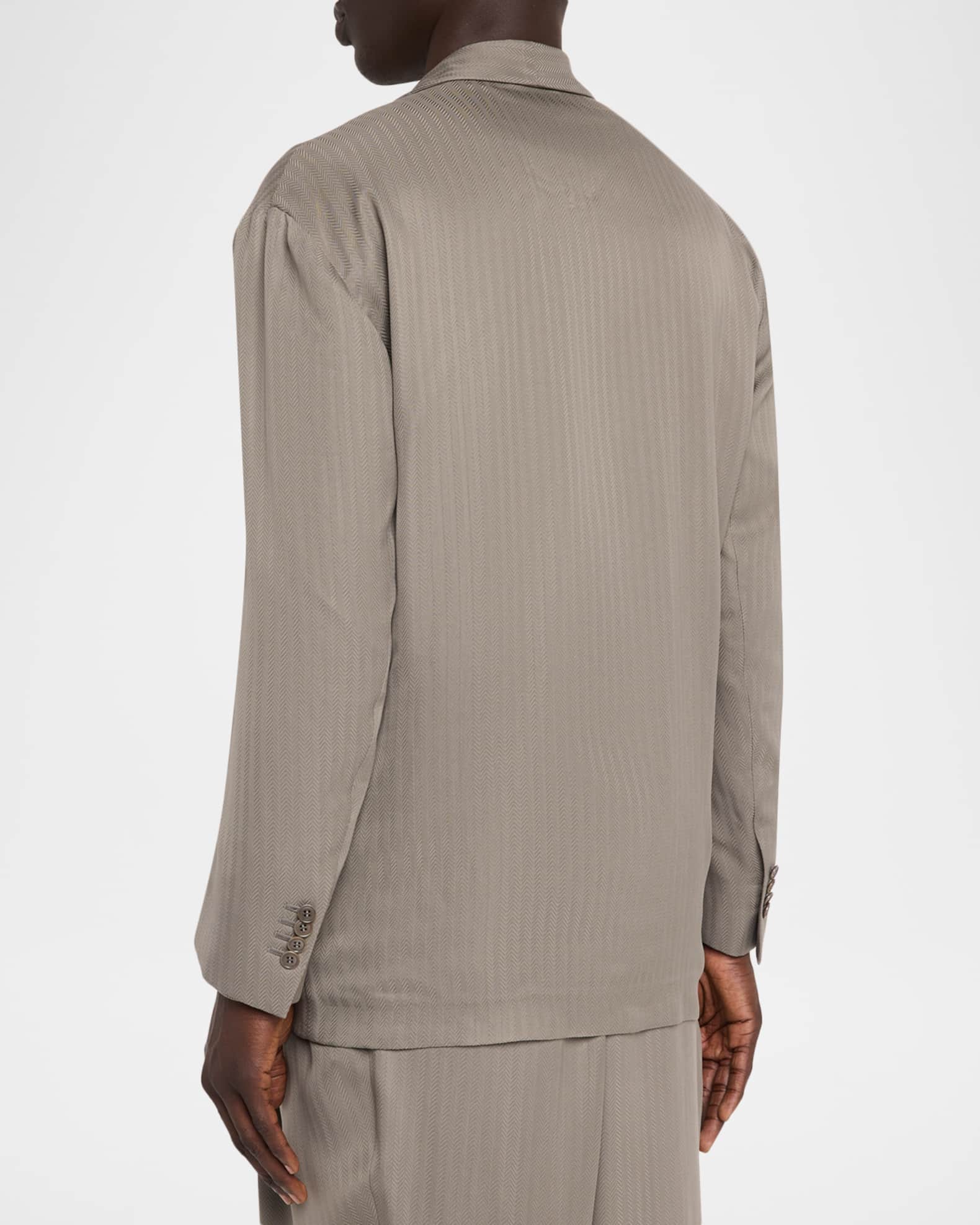 Giorgio Armani Men's Chevron Cupro Relaxed Shawl-Lapel Suit