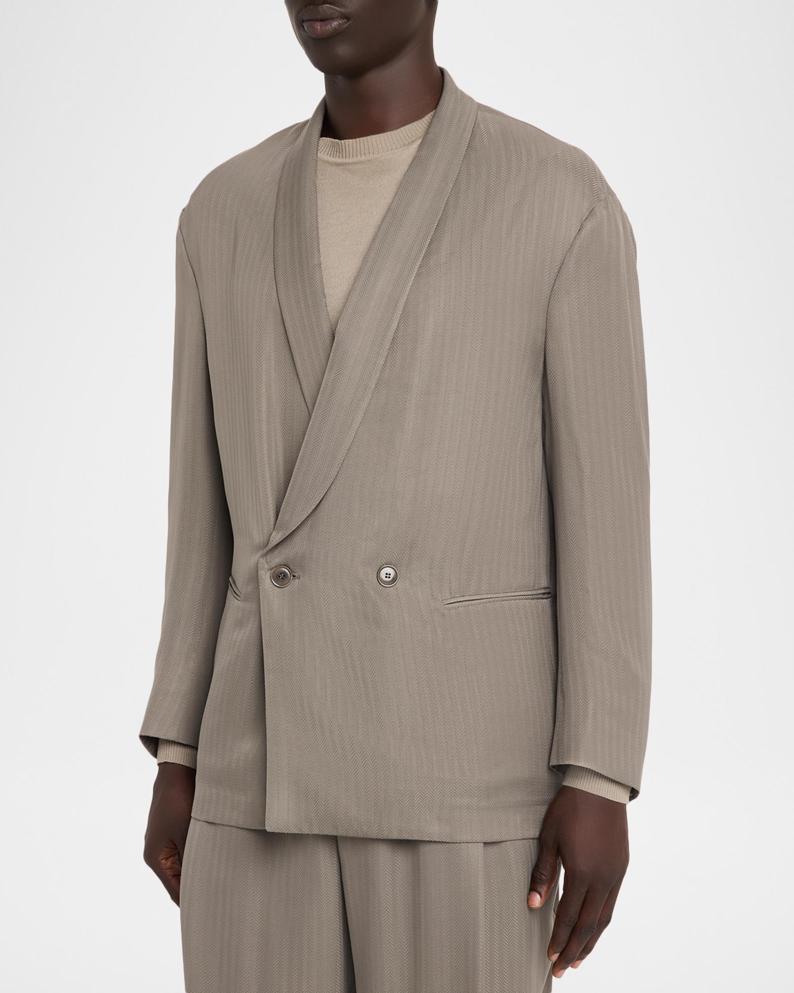 Giorgio Armani Men's Chevron Cupro Relaxed Shawl-Lapel Suit