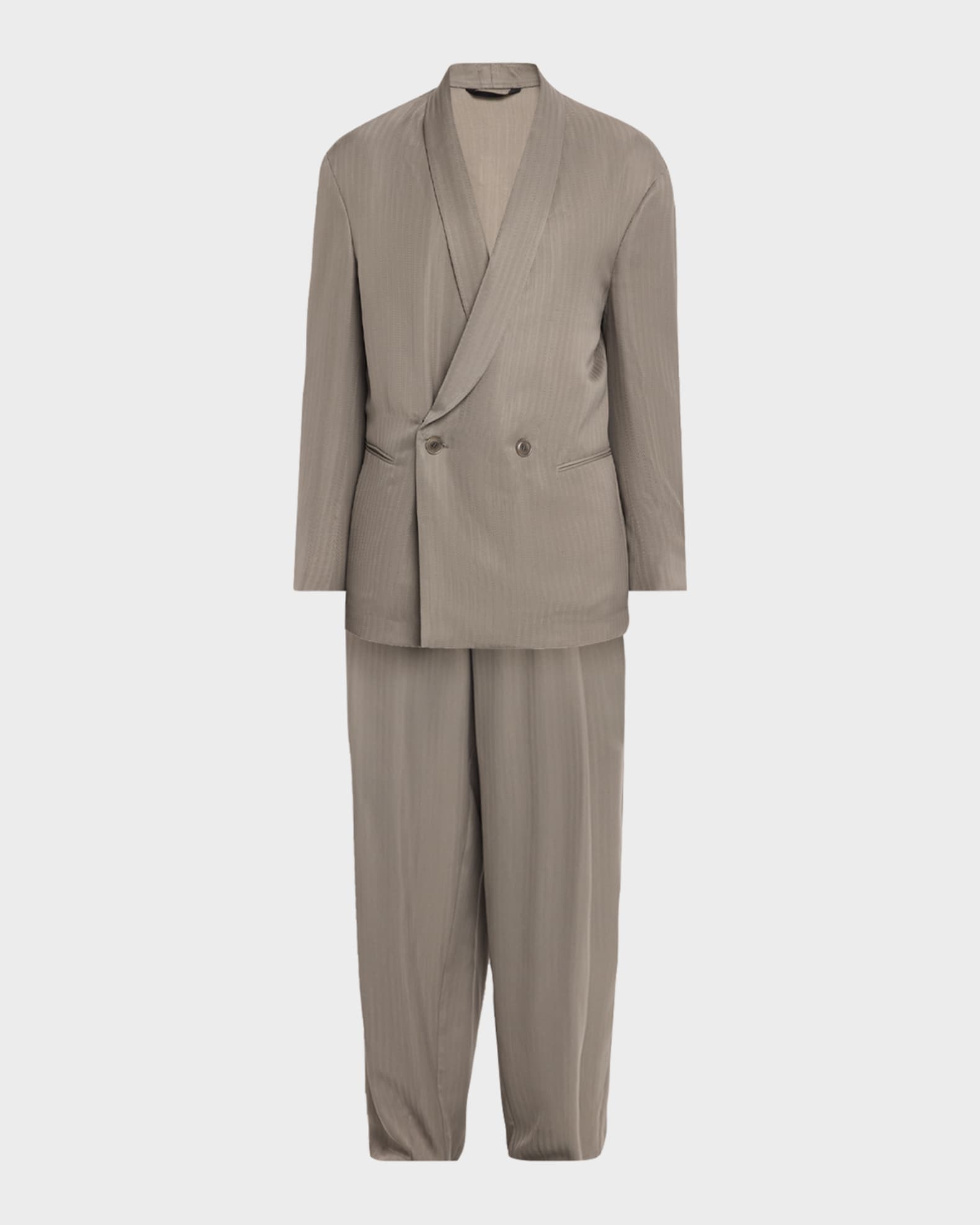 Giorgio Armani Men's Chevron Cupro Relaxed Shawl-Lapel Suit