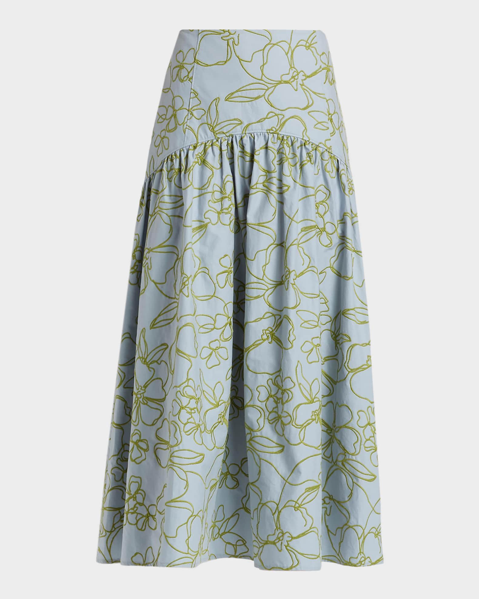 Cinq a Sept Zoanne Floral Embroidered Midi Skirt | Neiman Marcus