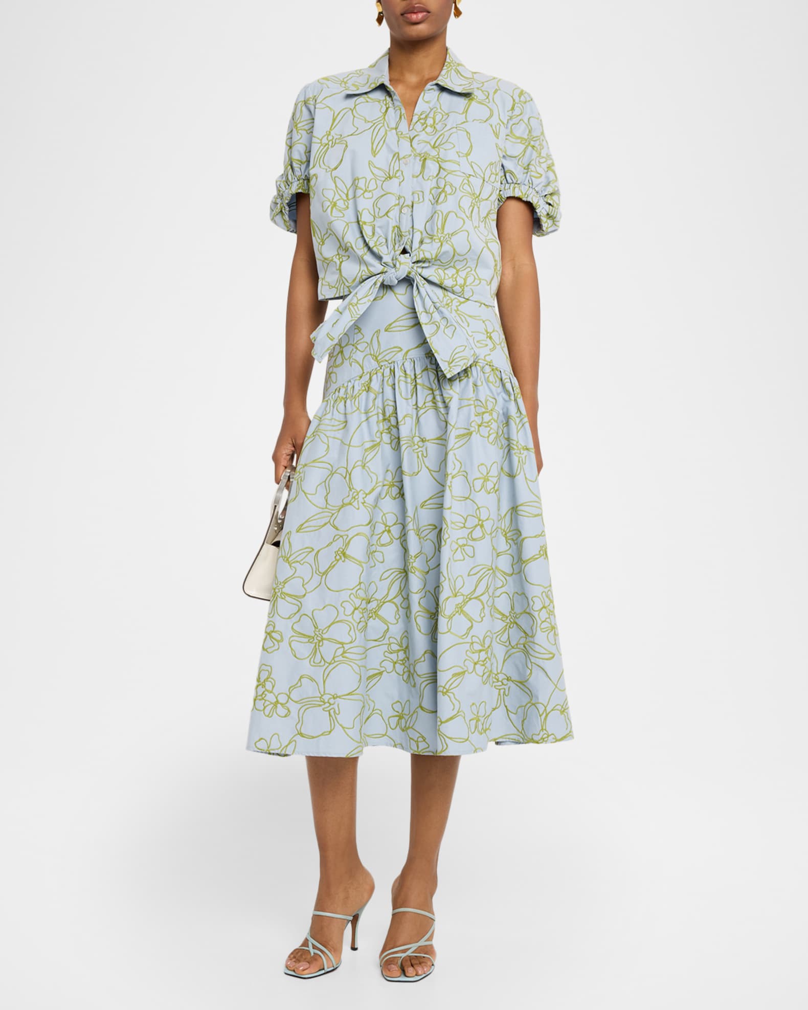 Cinq a Sept Zoanne Floral Embroidered Tie-Front Blouse | Neiman Marcus