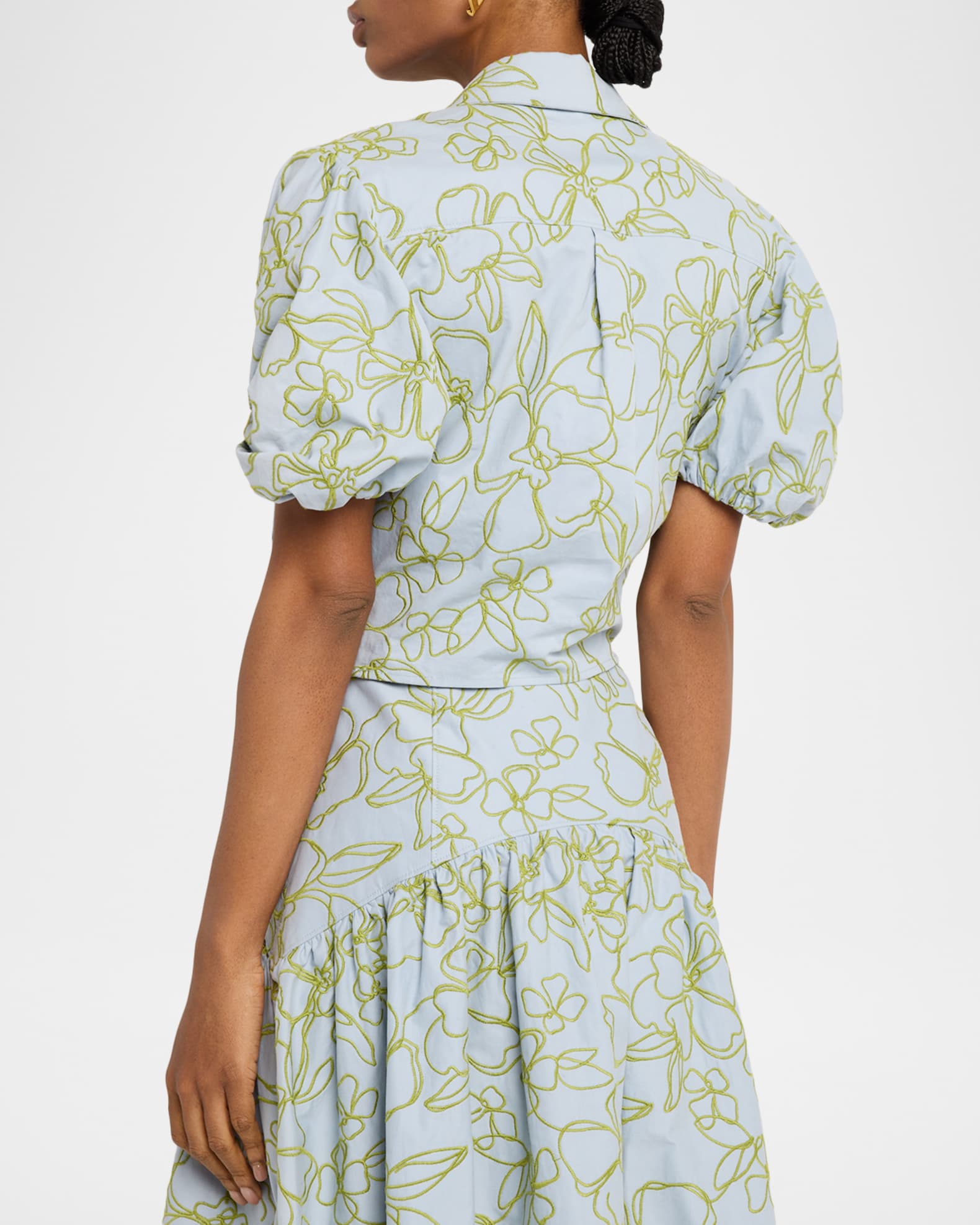 Cinq a Sept Zoanne Floral Embroidered Tie-Front Blouse | Neiman Marcus