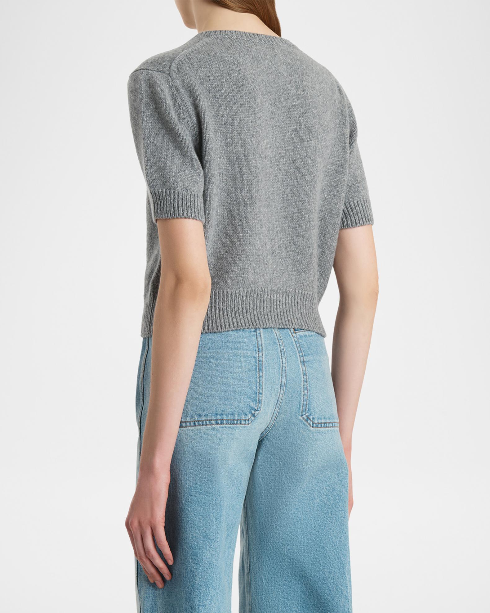 Khaite Jas Short-Sleeve Cashmere V-Neck Sweater | Neiman Marcus