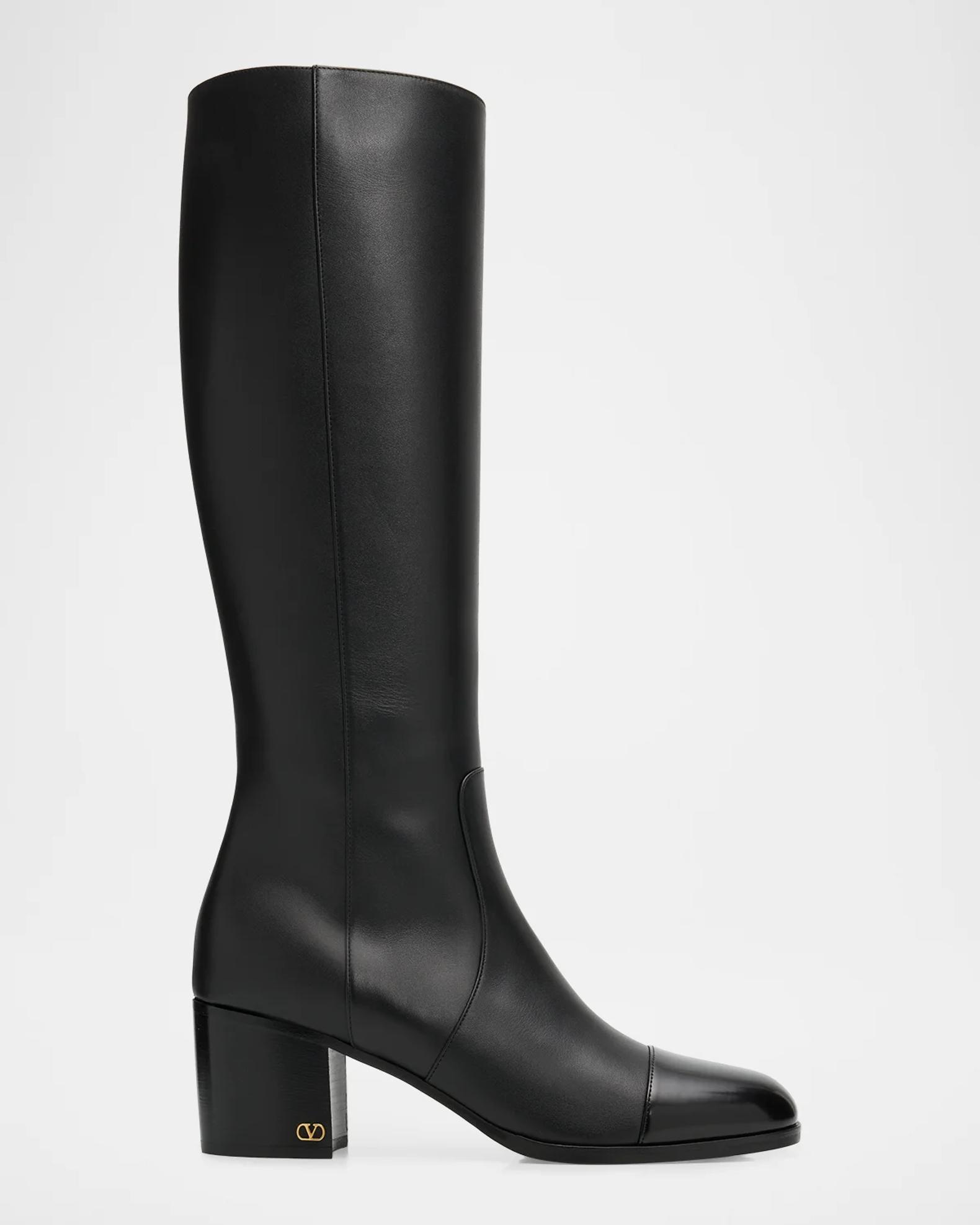 Valentino Garavani 60mm Zimmy Leather Knee-High Boots | Neiman Marcus