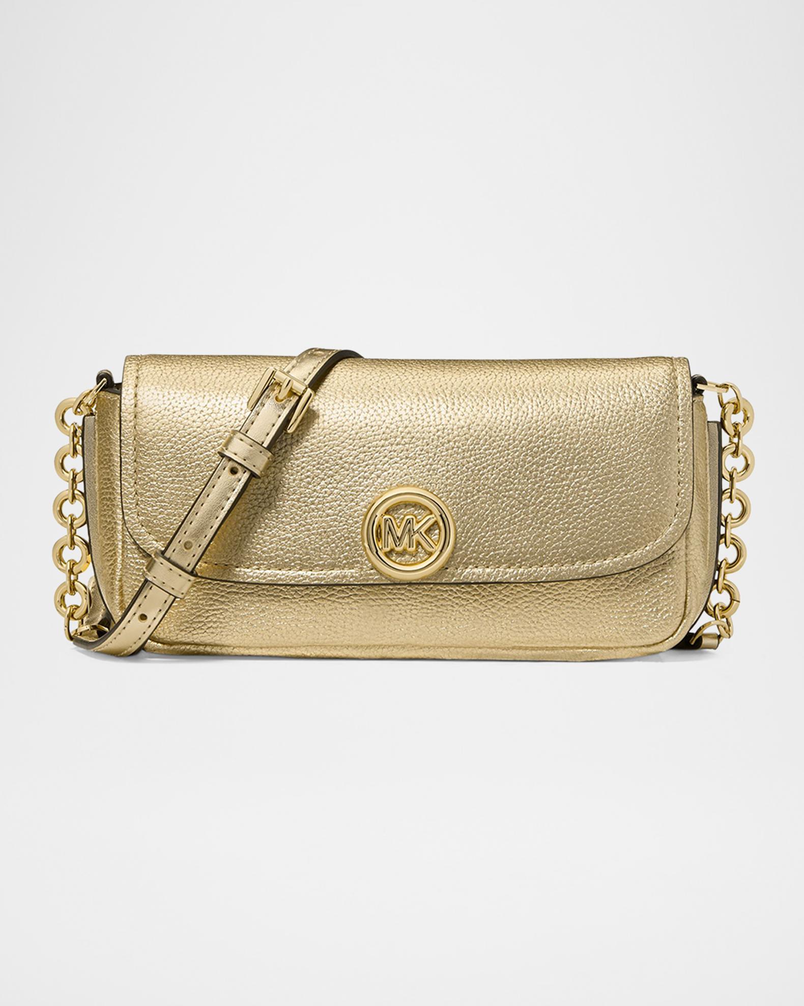 NEW Michael Kors Gold Pebble Leather Belt size small/medium Michael Kors Metallic MK Reversible Leather Belt | Neiman Marcus main image 2