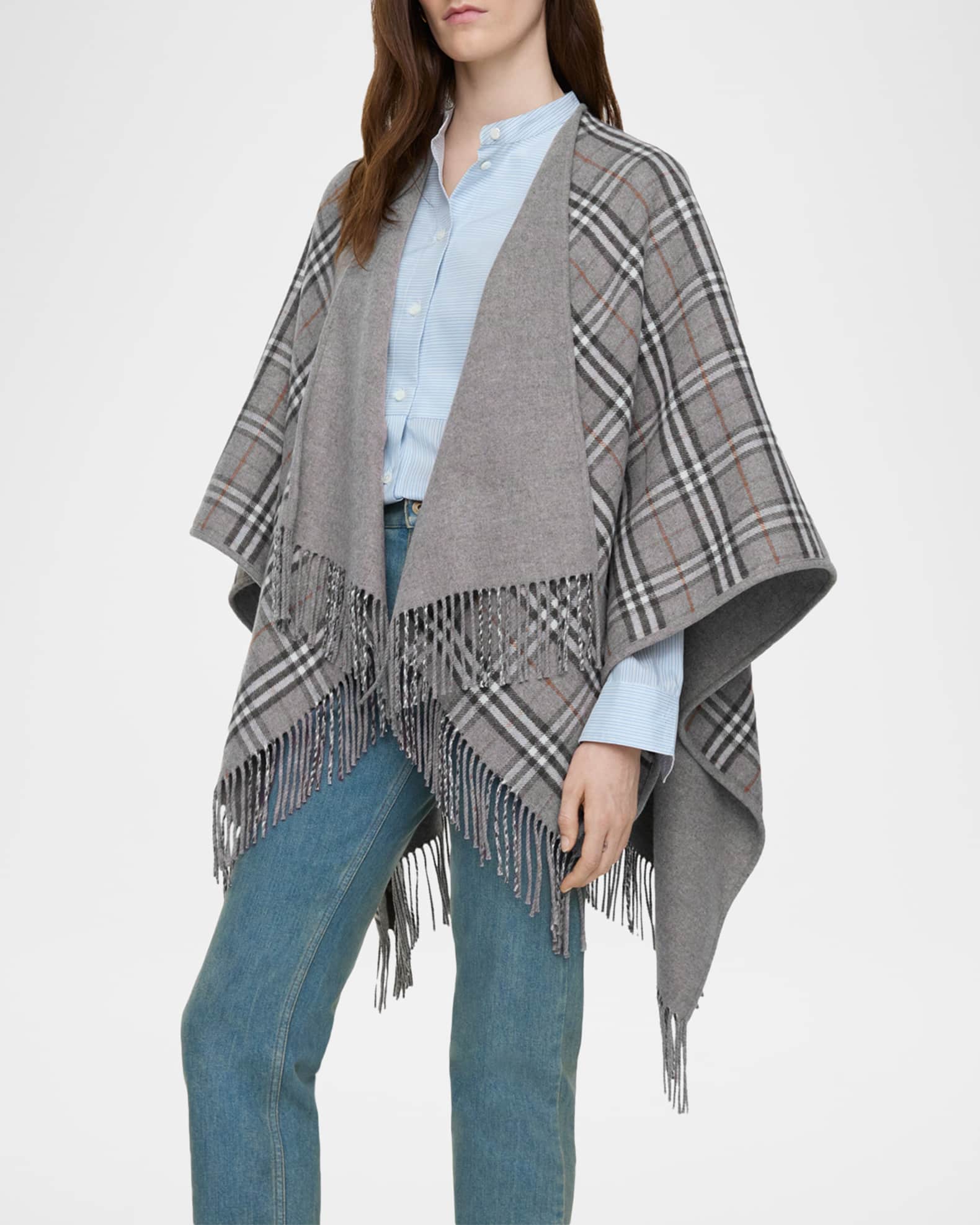 Burberry Reversible Check Wool Cape | Neiman Marcus