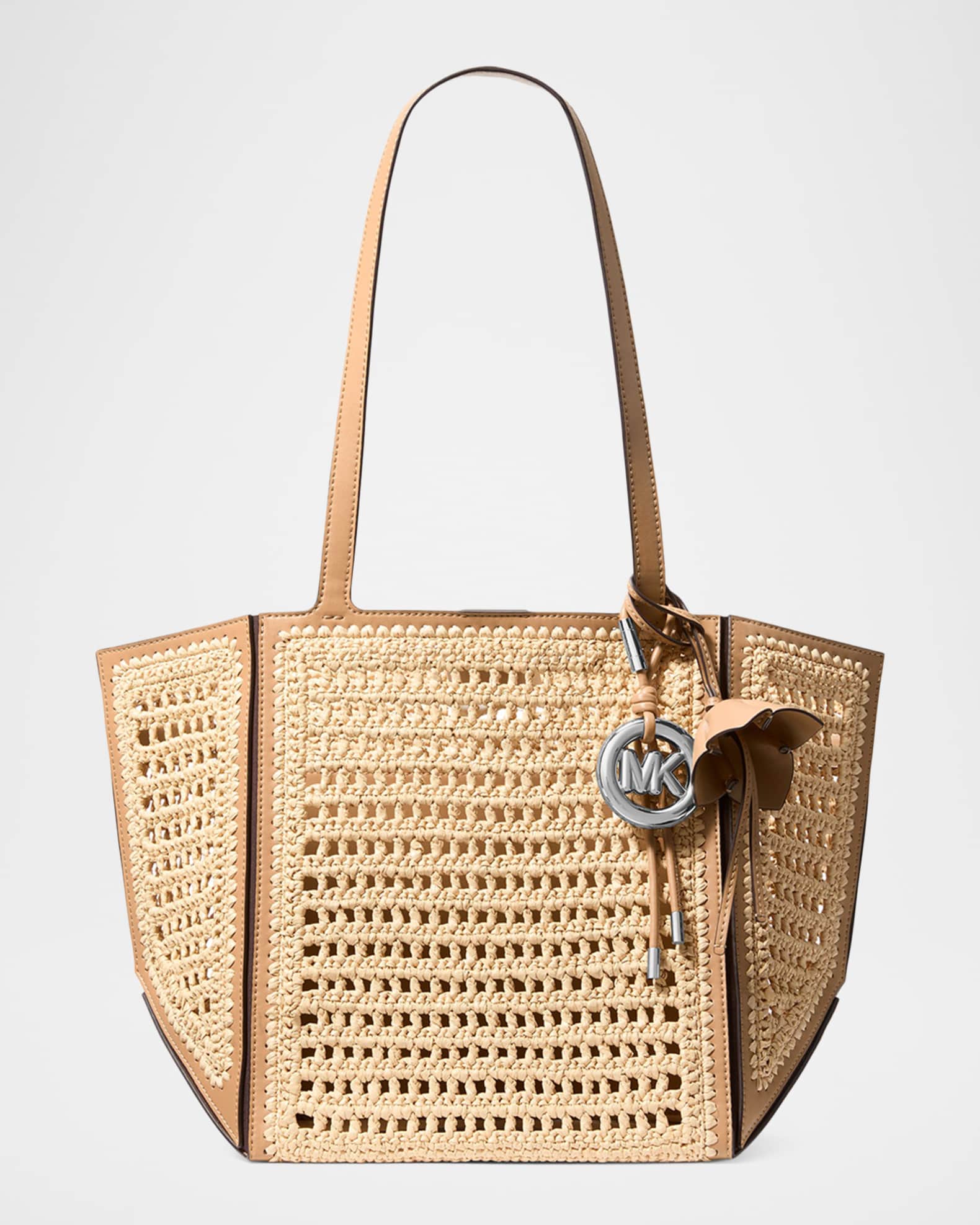 ザナック×ザナック MICHAEL Michael Kors Medium Cinched Crochet Faux Raffia Tote Bag