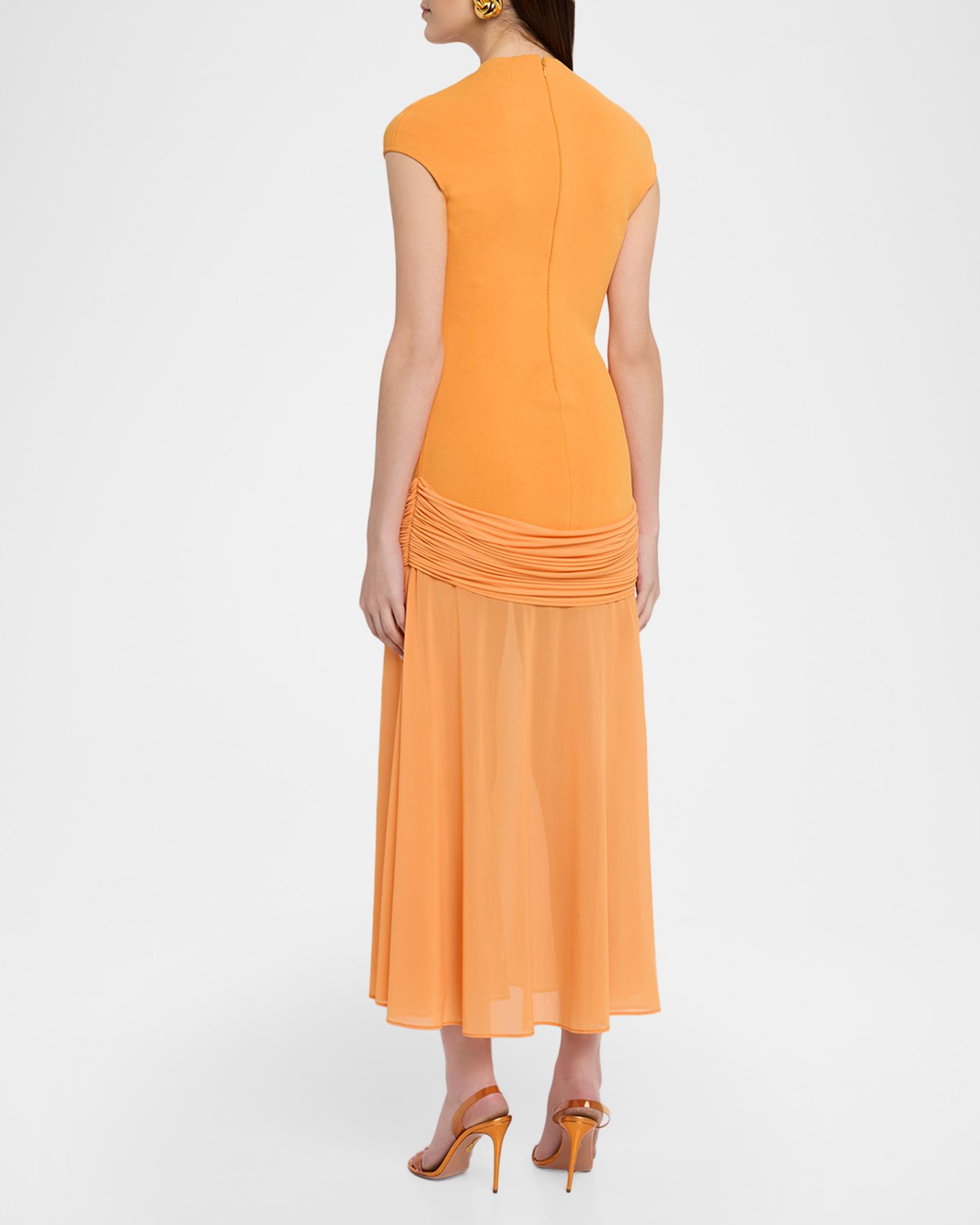 Et Ochs Nola Knit Combo Dress in Tangerine