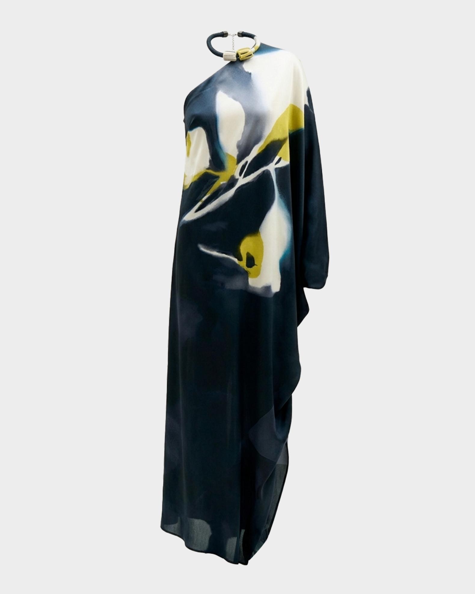 Silvia Tcherassi Erica Floral Silk One-Shoulder Maxi Dress