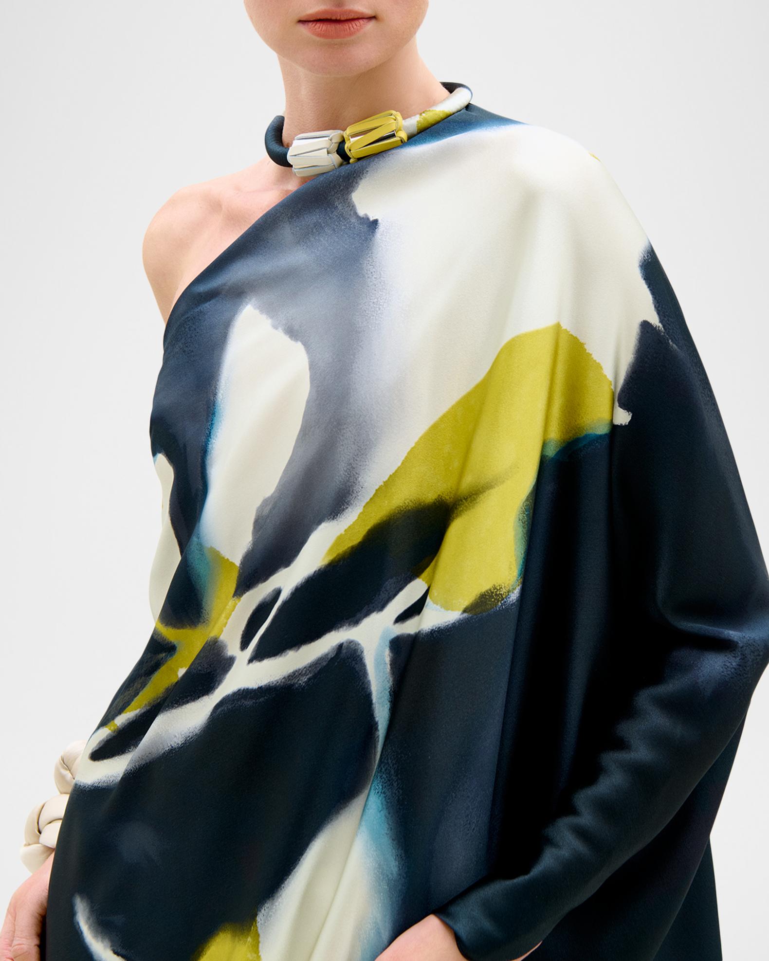 Silvia Tcherassi Erica Floral Silk One-Shoulder Maxi Dress