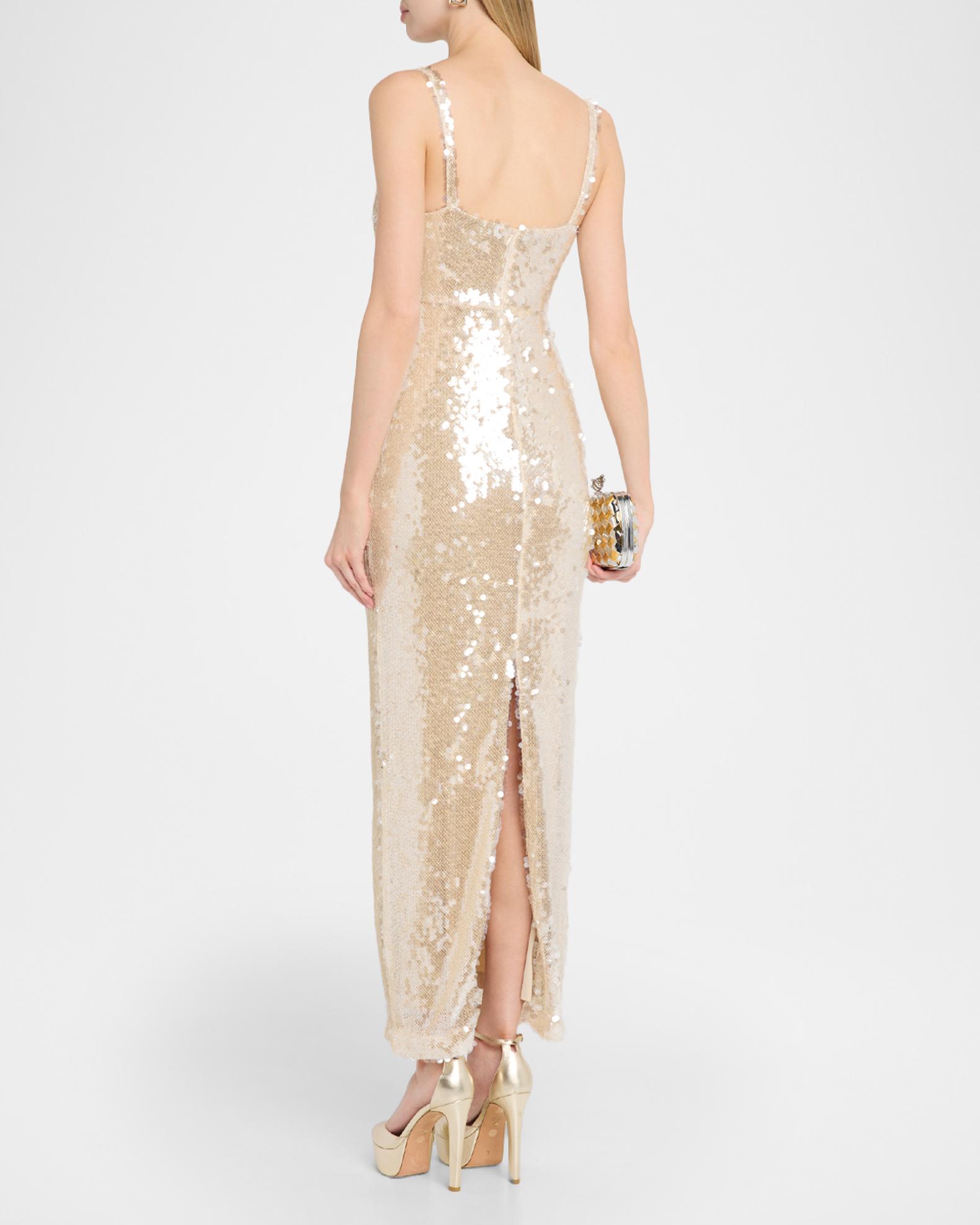 l'agence karma sequin sleeveless maxi dress L'AGENCE Women's Karma Sequin Maxi Dress - Light Rose Sequin