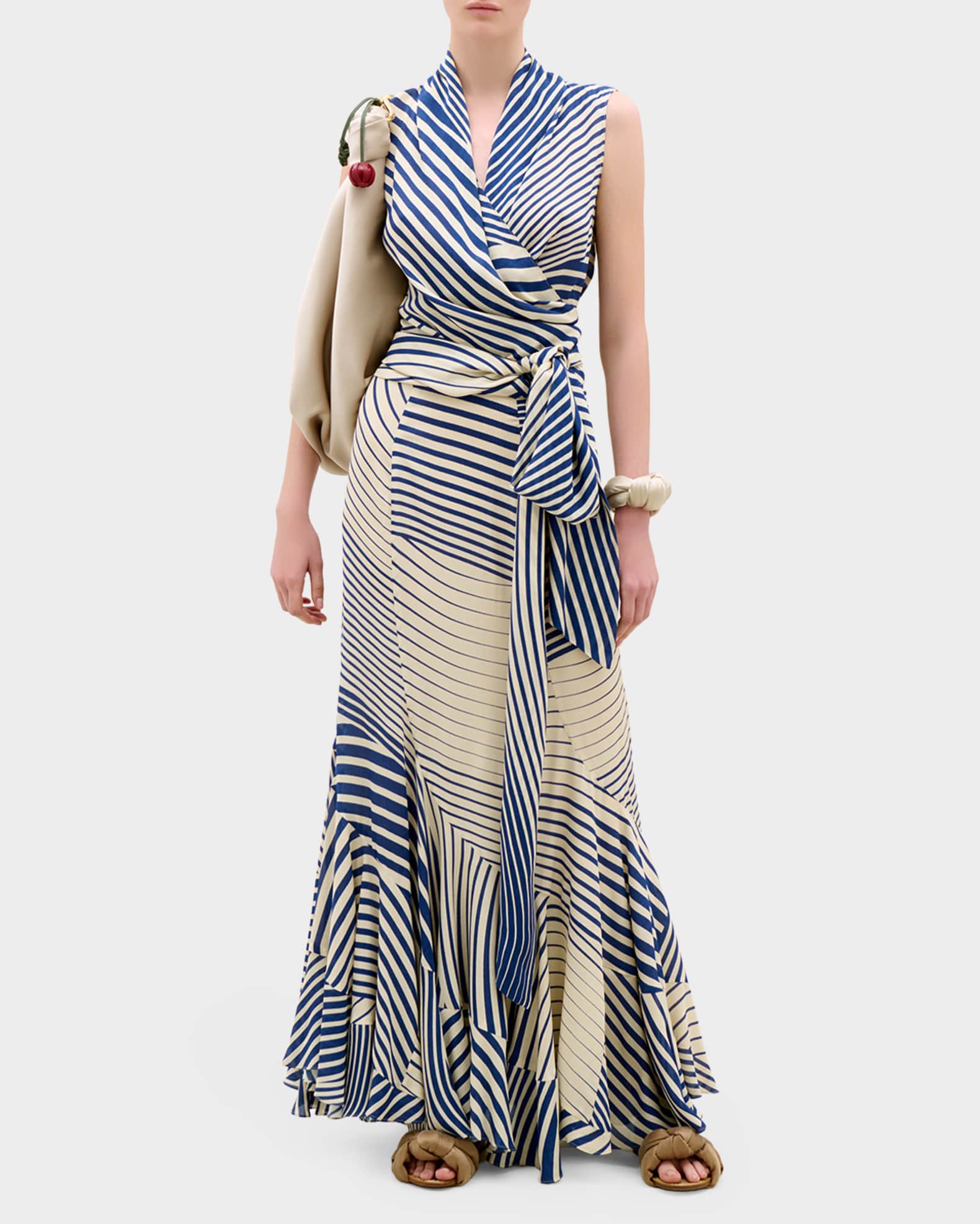 yt234 John Galliano ストライプ柄ミモレ丈スカート シルク Silvia Tcherassi Florina Striped Maxi Skirt | Neiman Marcus