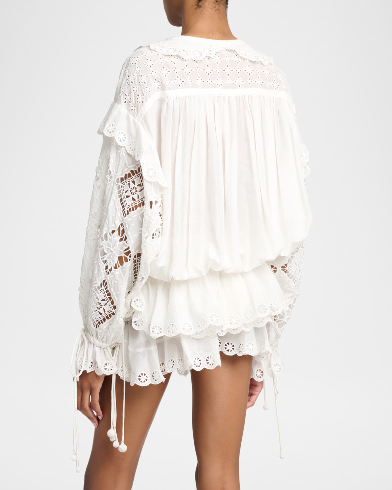 Isabel Marant Nowana Broderie Anglaise Ruffle Peasant Top | Neiman