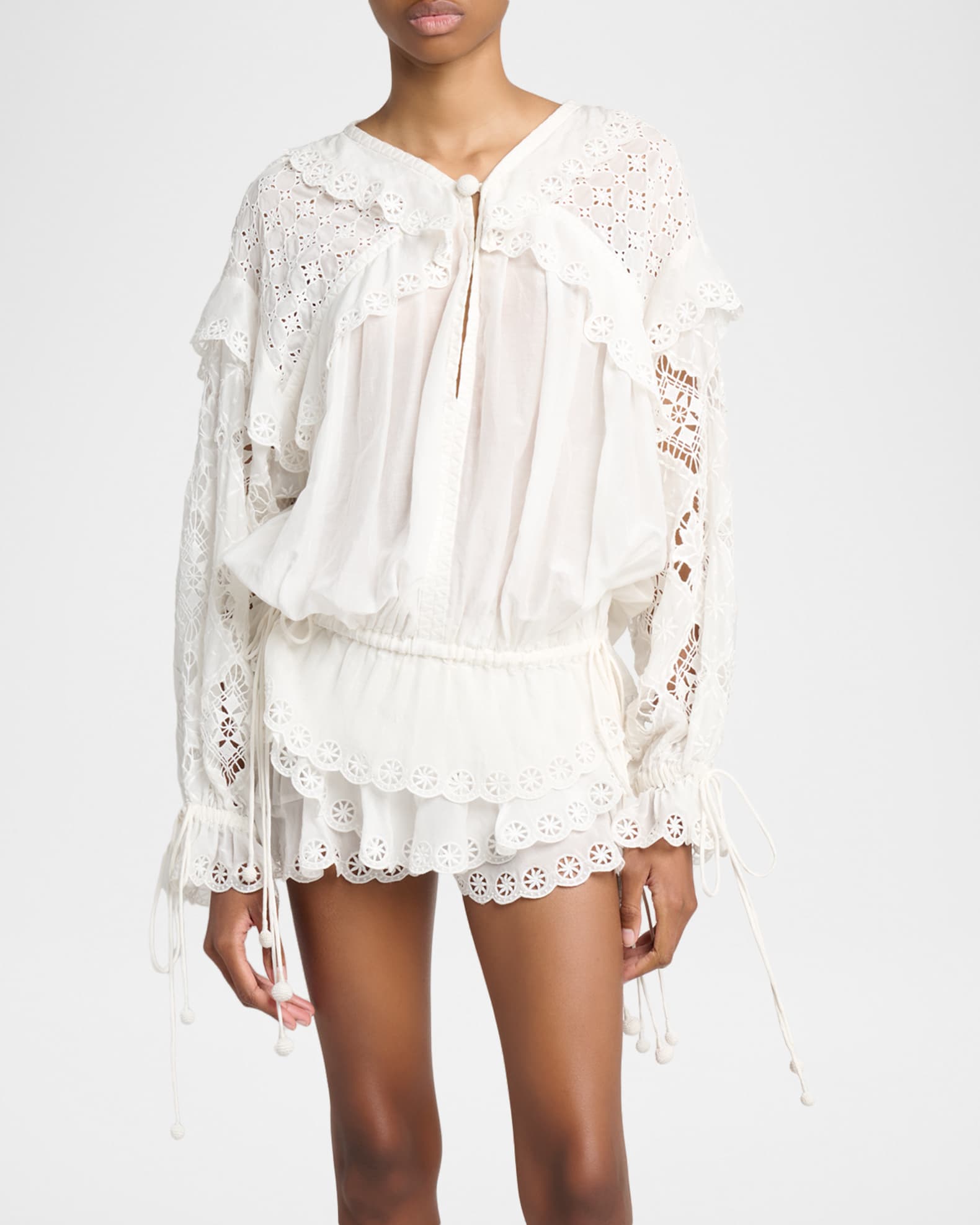 ISABEL MARANT レースリネンブラウス GRESIA TOP Woman white | ISABEL MARANT Official online store