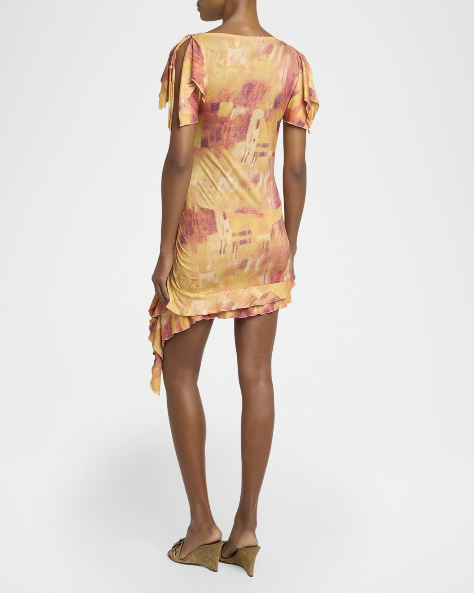 Isabel Marant Janick Asymmetric Ruffle Jersey Mini Dress | Neiman Marcus