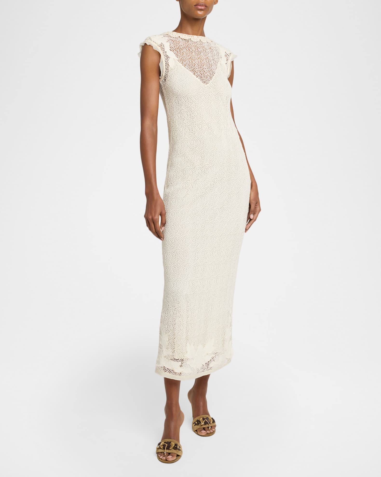 Isabel Marant Delvine Crochet Lace Midi Dress | Neiman Marcus