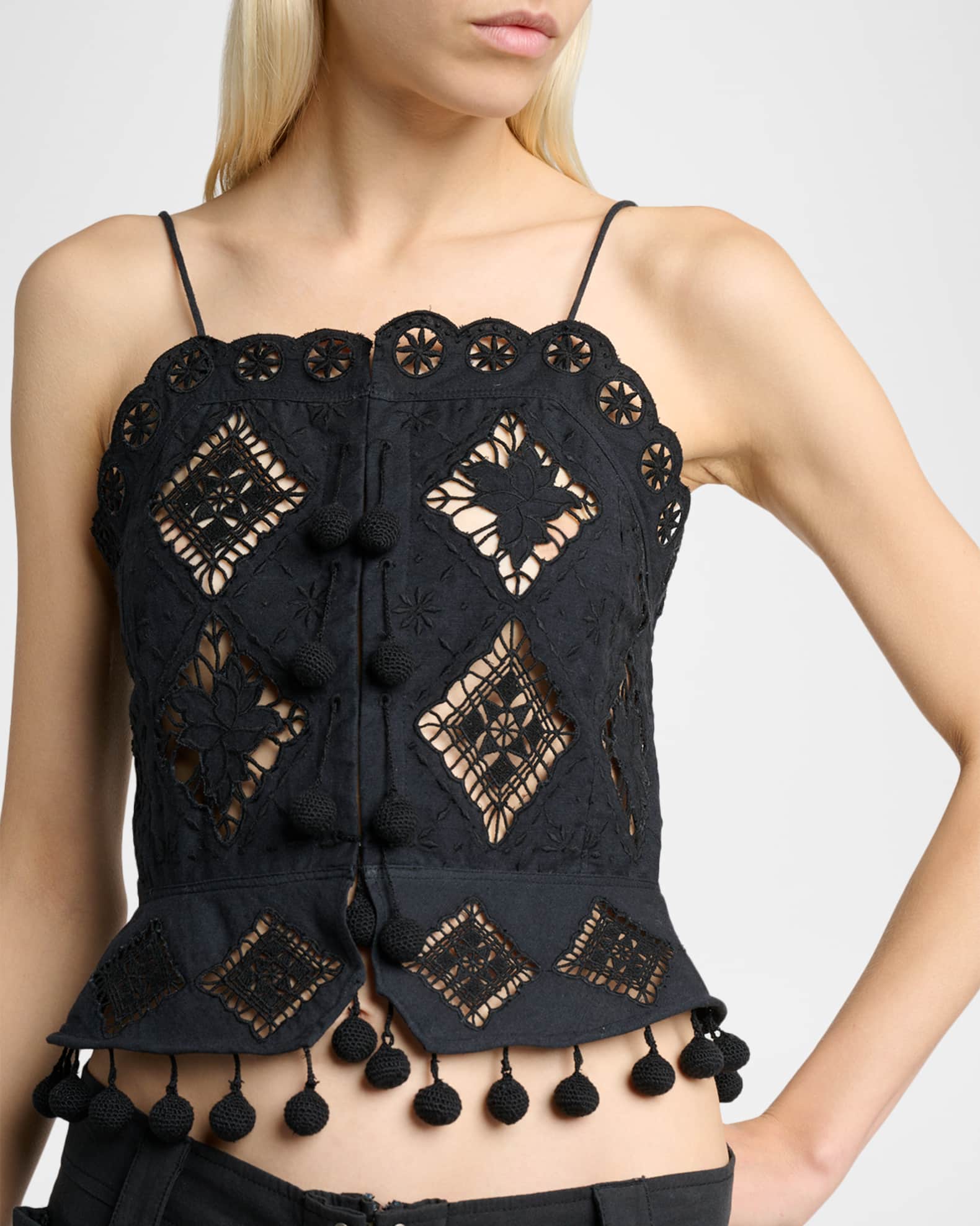 Isabel Marant Nelssy Broderie Anglaise Sleeveless Top | Neiman Marcus