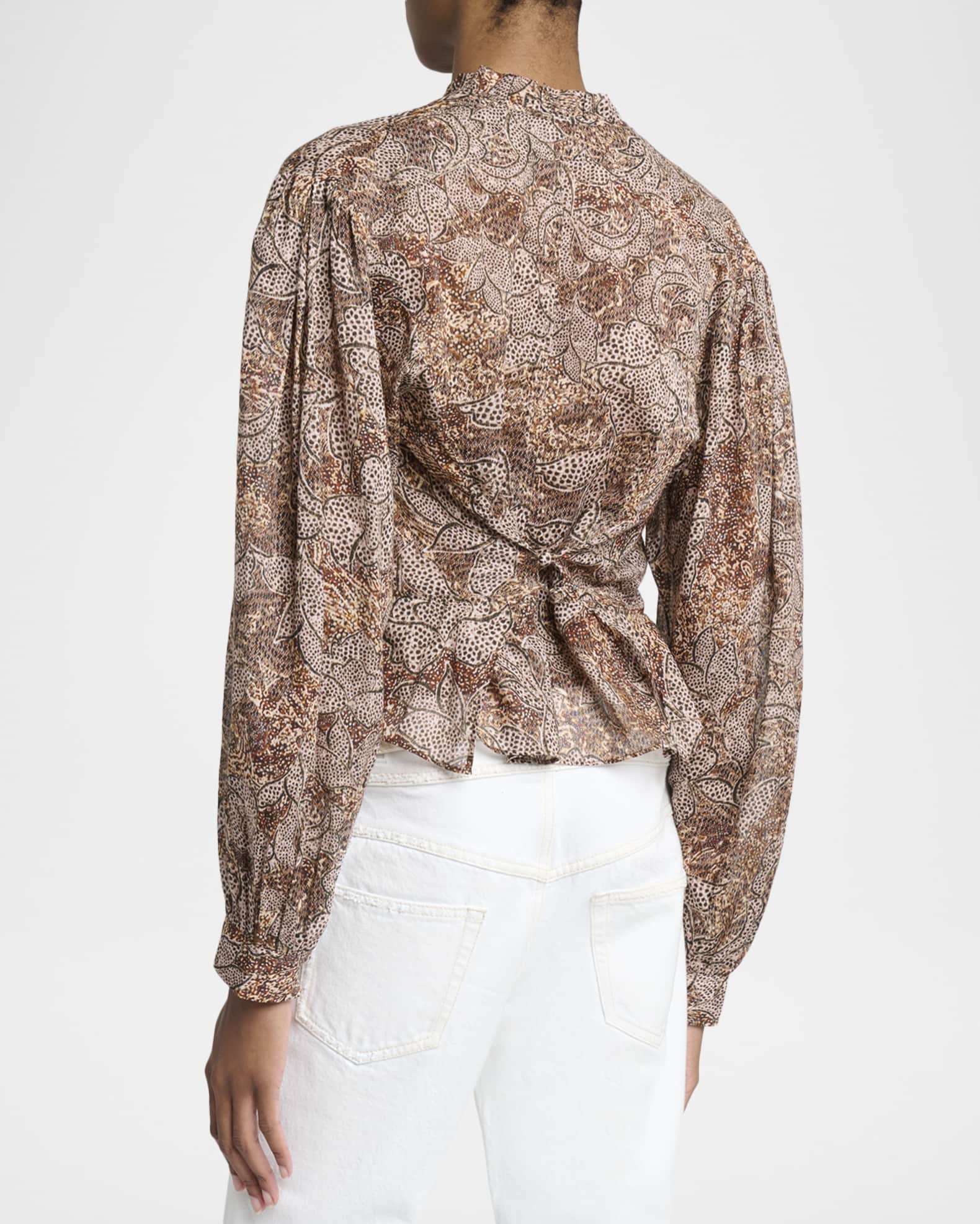 Isabel marant 花柄ブラウス ISABEL MARANT Harmony floral-print satin-jacquard wrap mini shirt