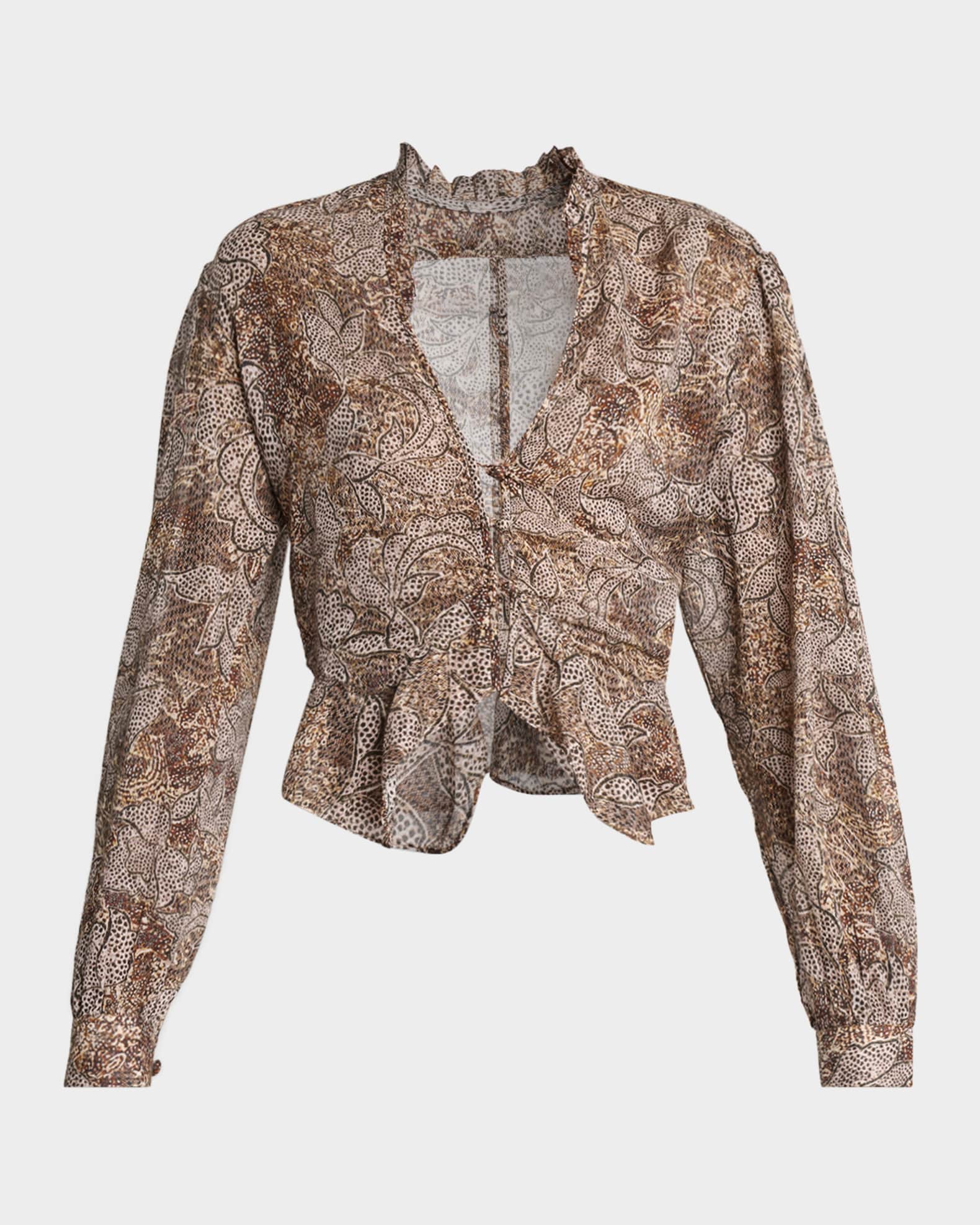 Isabel Marant Celeny Floral Button-Front Crop Blouse | Neiman Marcus
