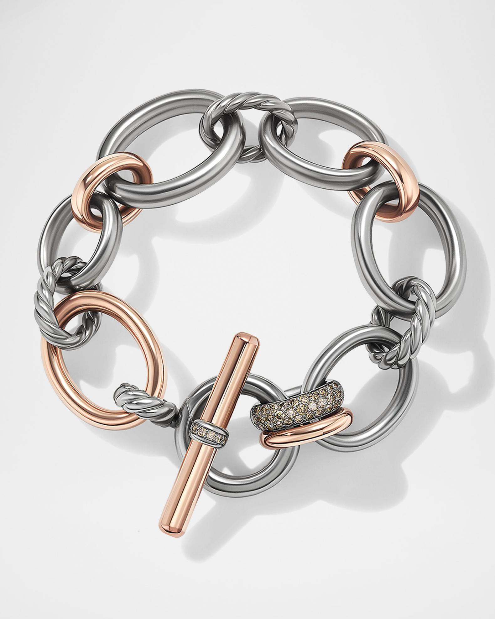 DY Mercer Bracelet with Diamonds and 18K Rose Gold in Silver | Neiman ...
