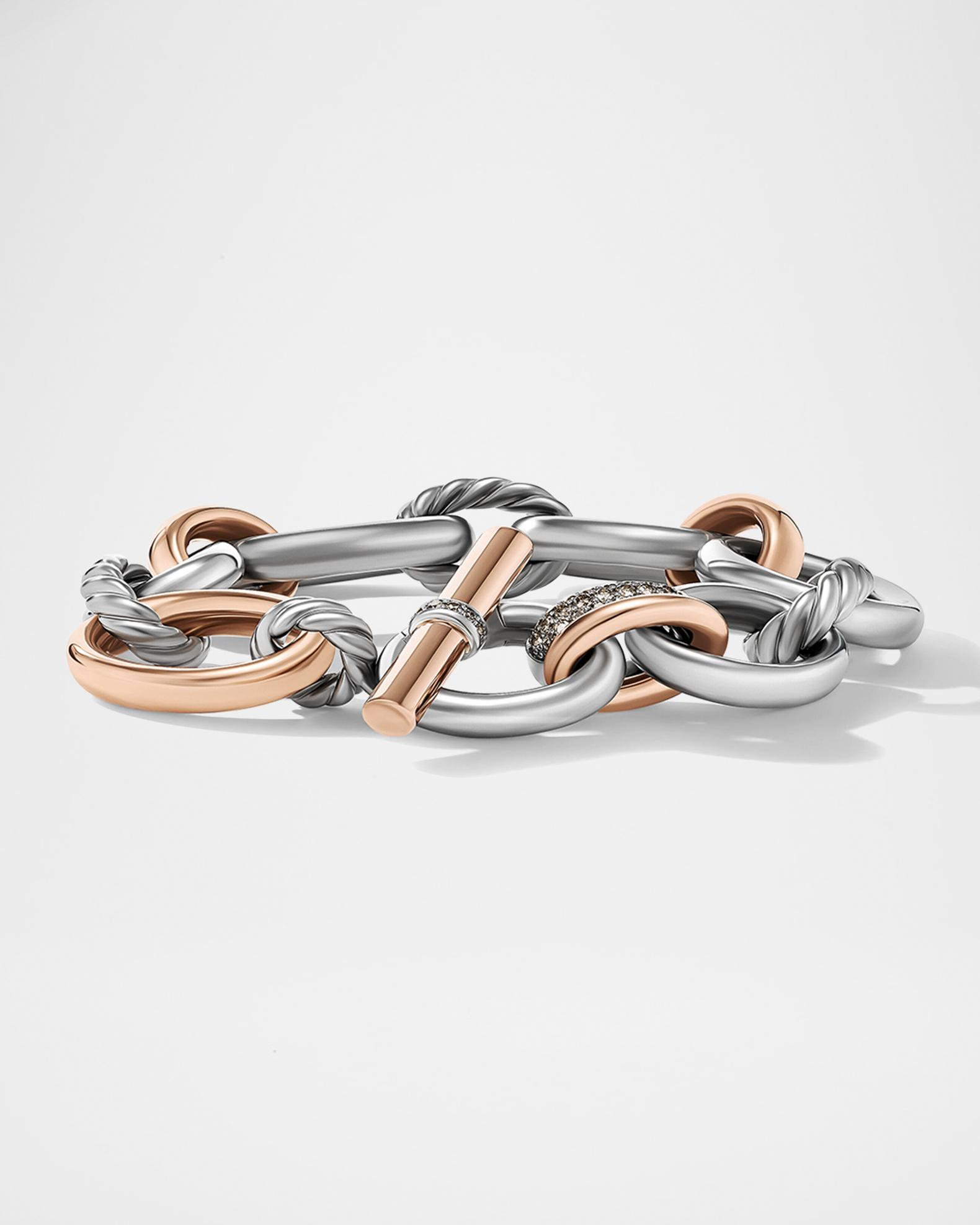 DY Mercer Bracelet with Diamonds and 18K Rose Gold in Silver | Neiman ...