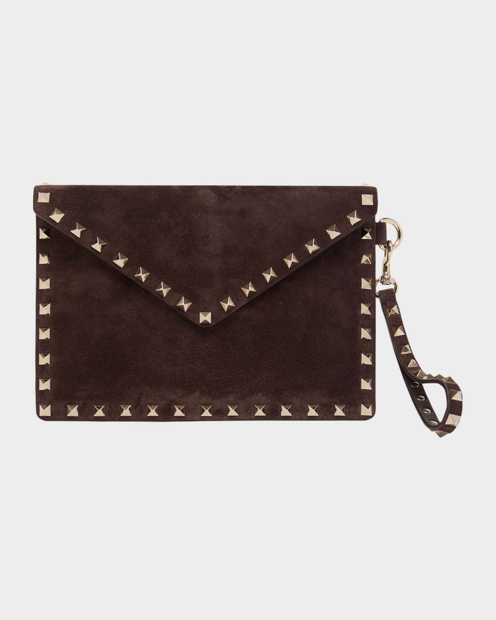 Valentino Garavani Rockstud Suede Wristlet Pouch Bag | Neiman Marcus