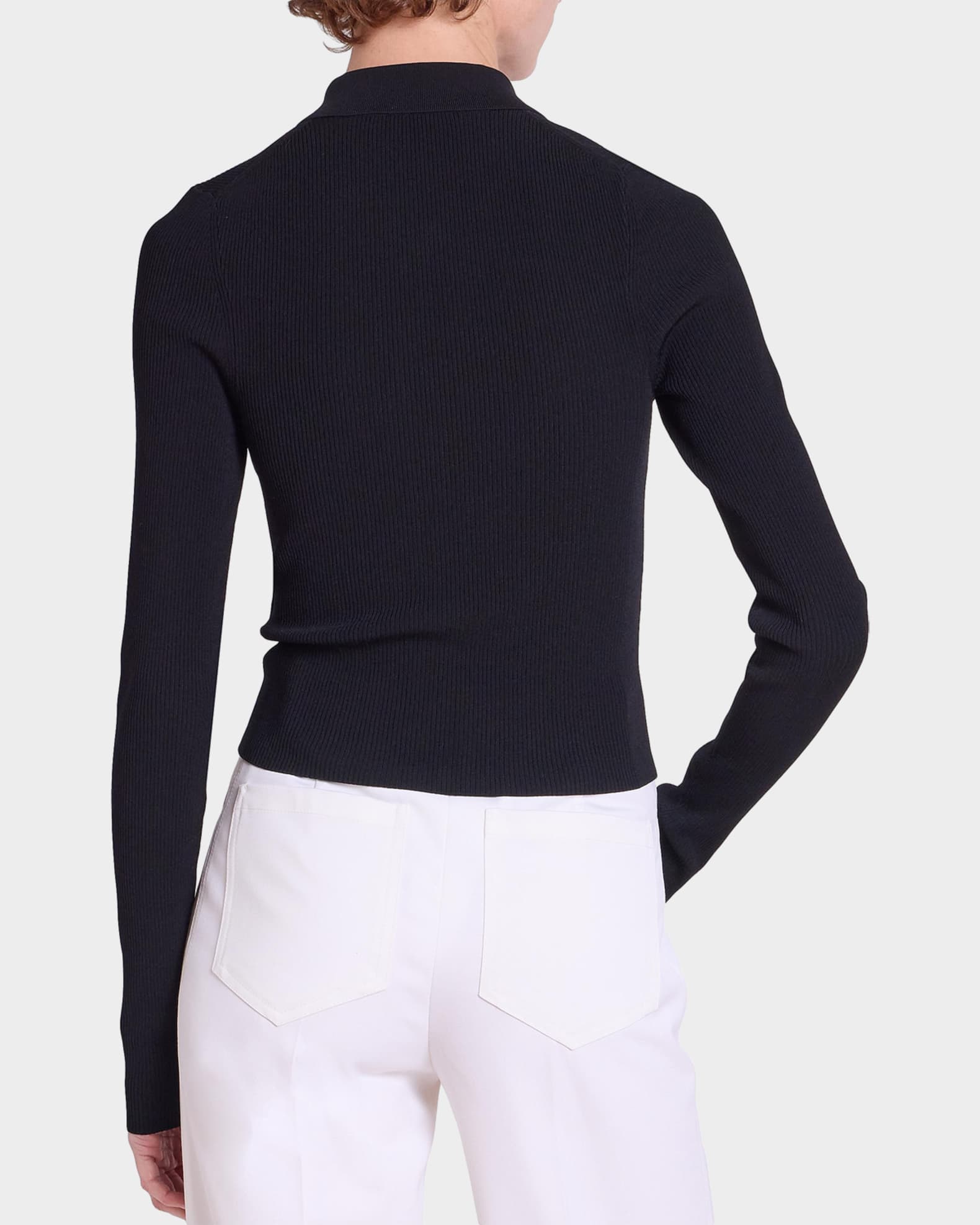 Victoria Beckham Zipped Rib Polo Top | Neiman Marcus