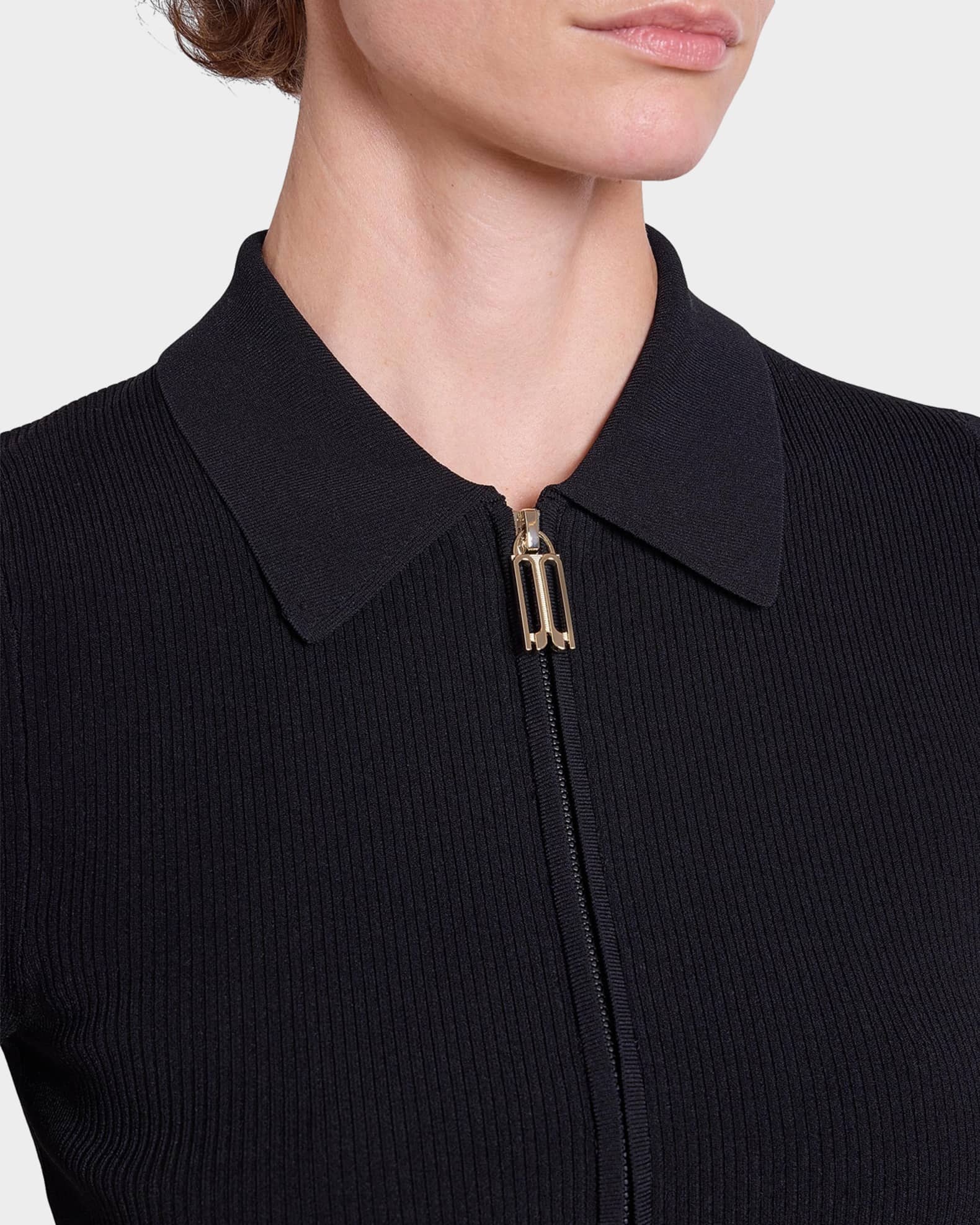 Victoria Beckham Zipped Rib Polo Top | Neiman Marcus