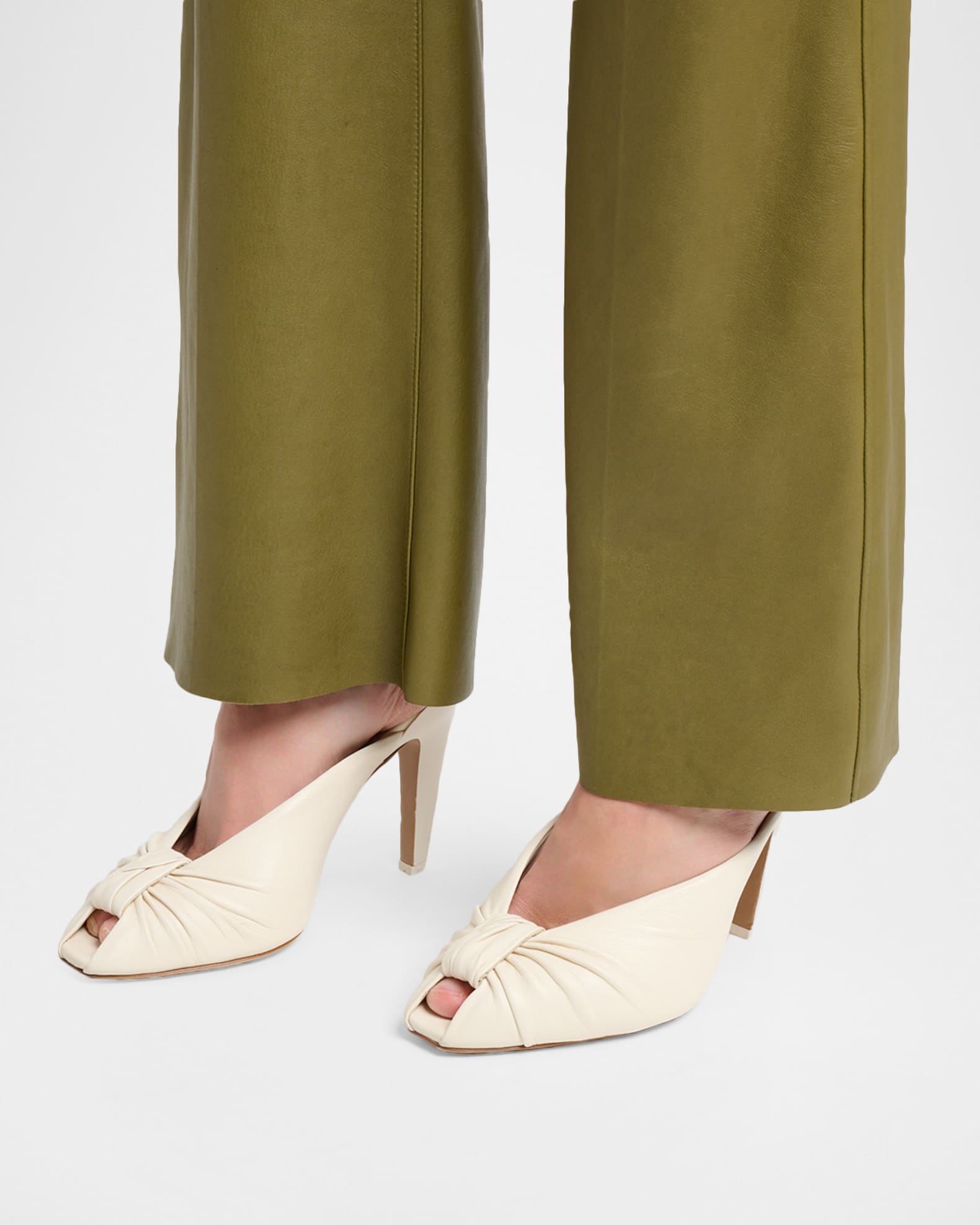 Chloe 95mm Suzie Knotted Leather Mules | Neiman Marcus