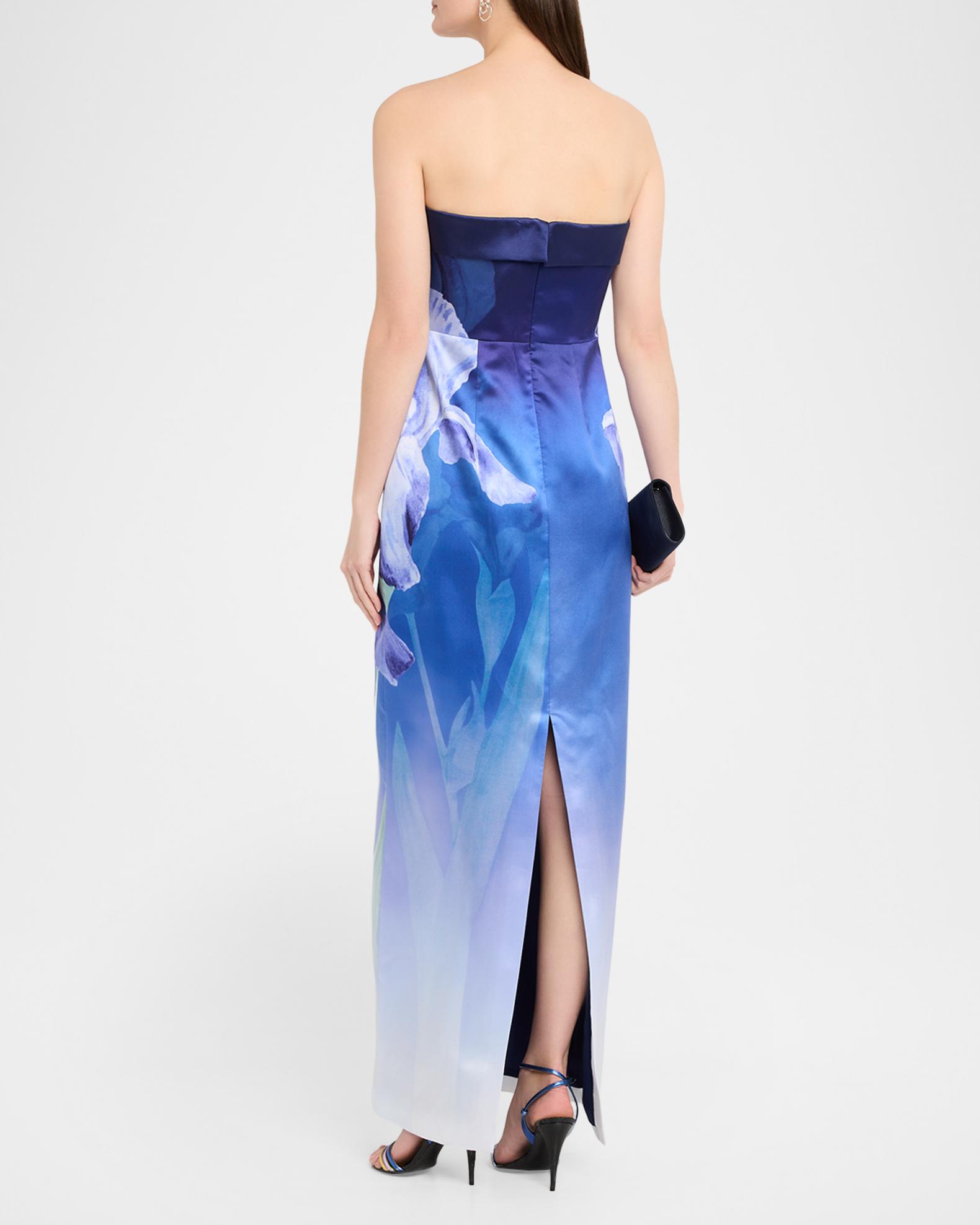 Theia Cyrilla Ombre Floral-Print Column Gown | Neiman Marcus