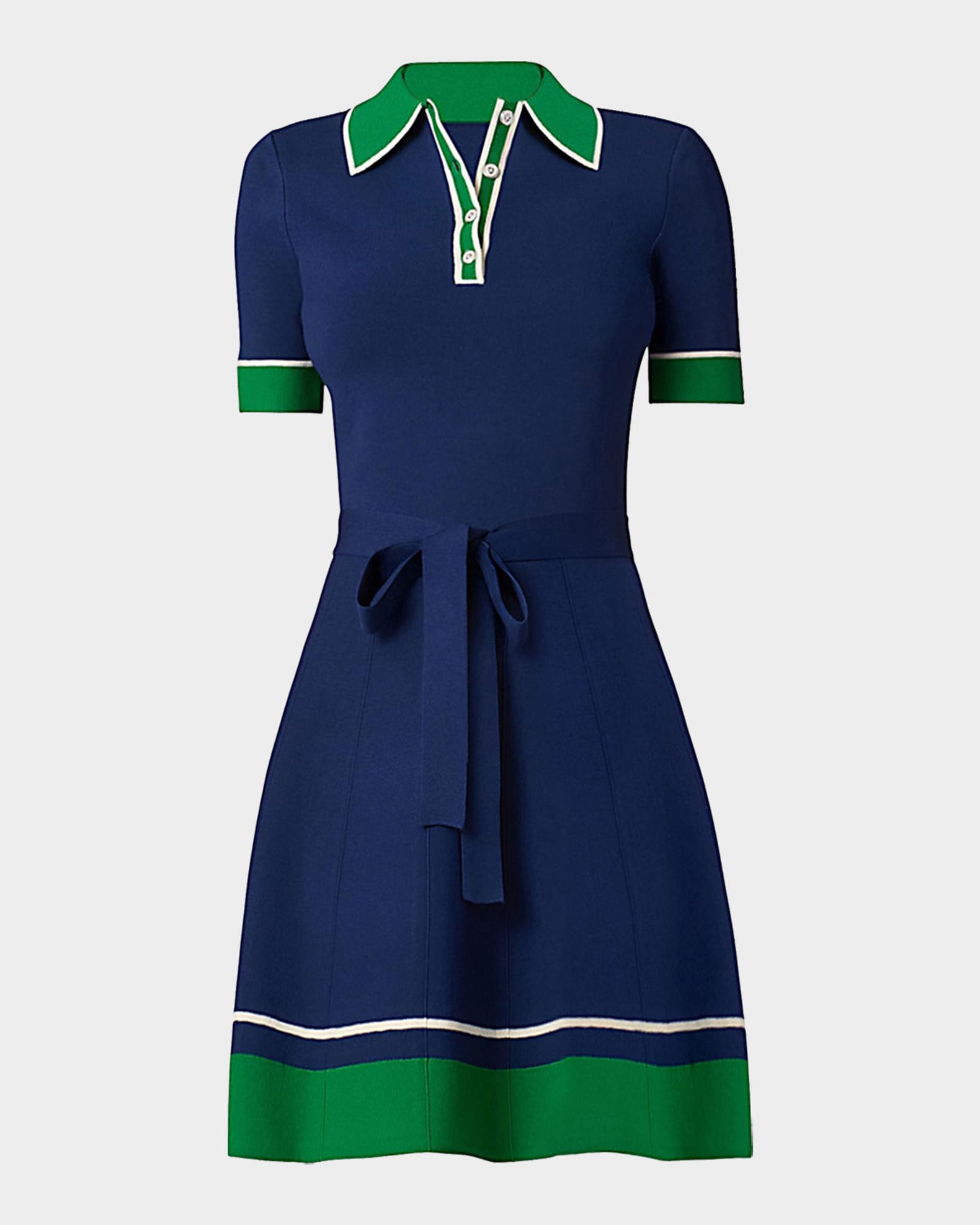 Shoshanna Bennett Striped-Trim Polo Mini Dress | Neiman Marcus