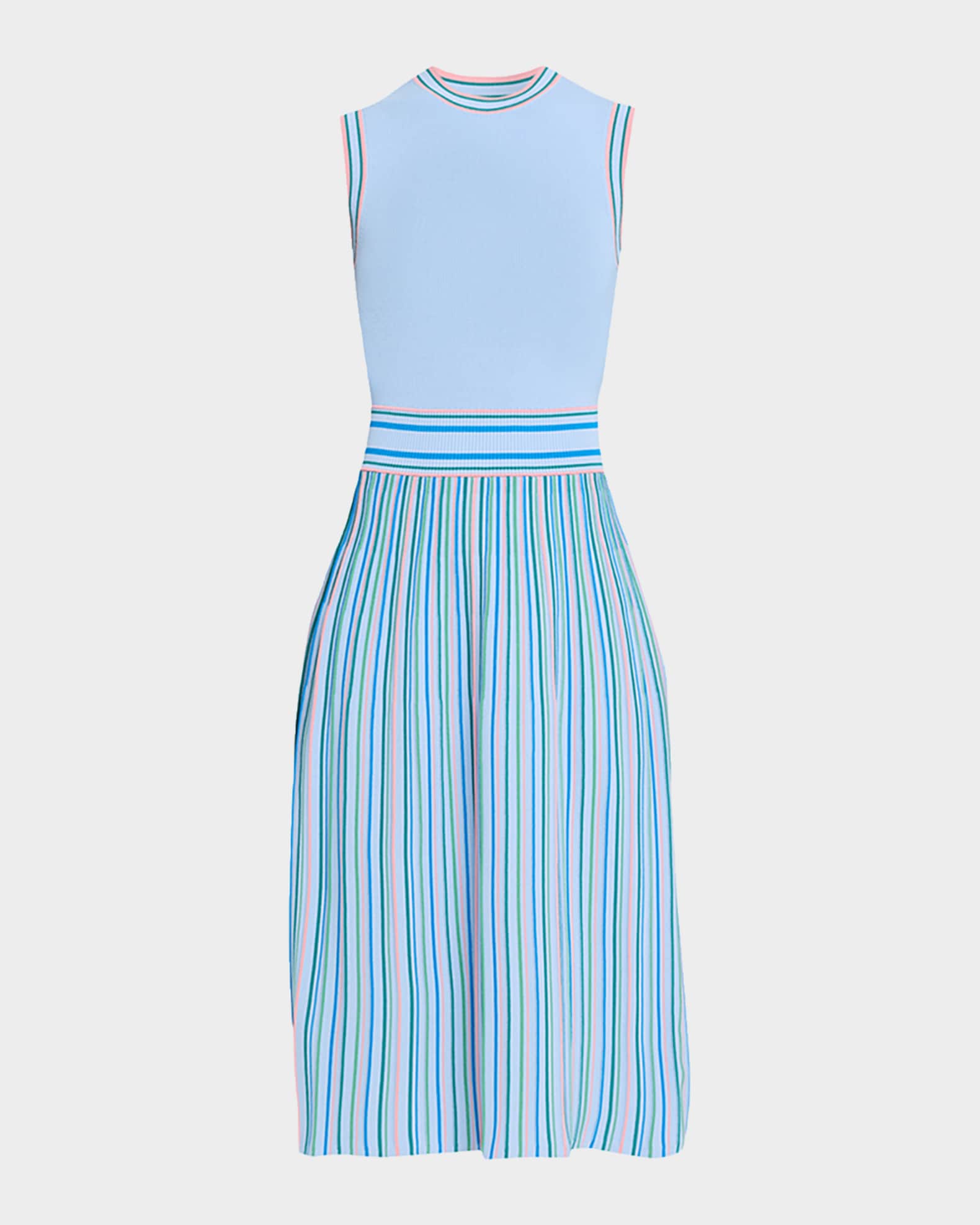 striped knit sleeveless dress Pink/Red Sleeveless Striped Knit Dress DK-4665-H Medium