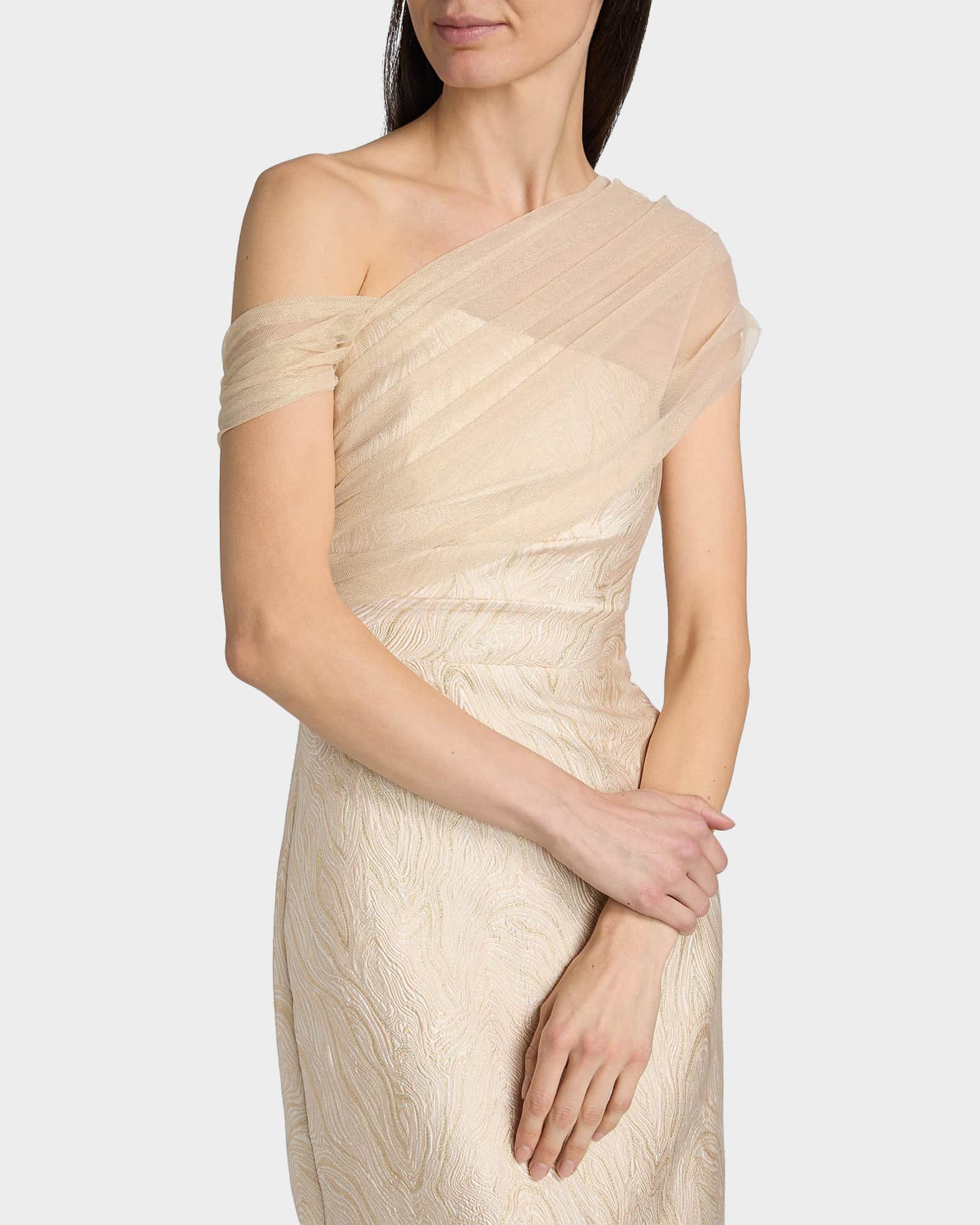 open lace back dress One Shoulder Draped Mini Dress in Red - 4 main image 0