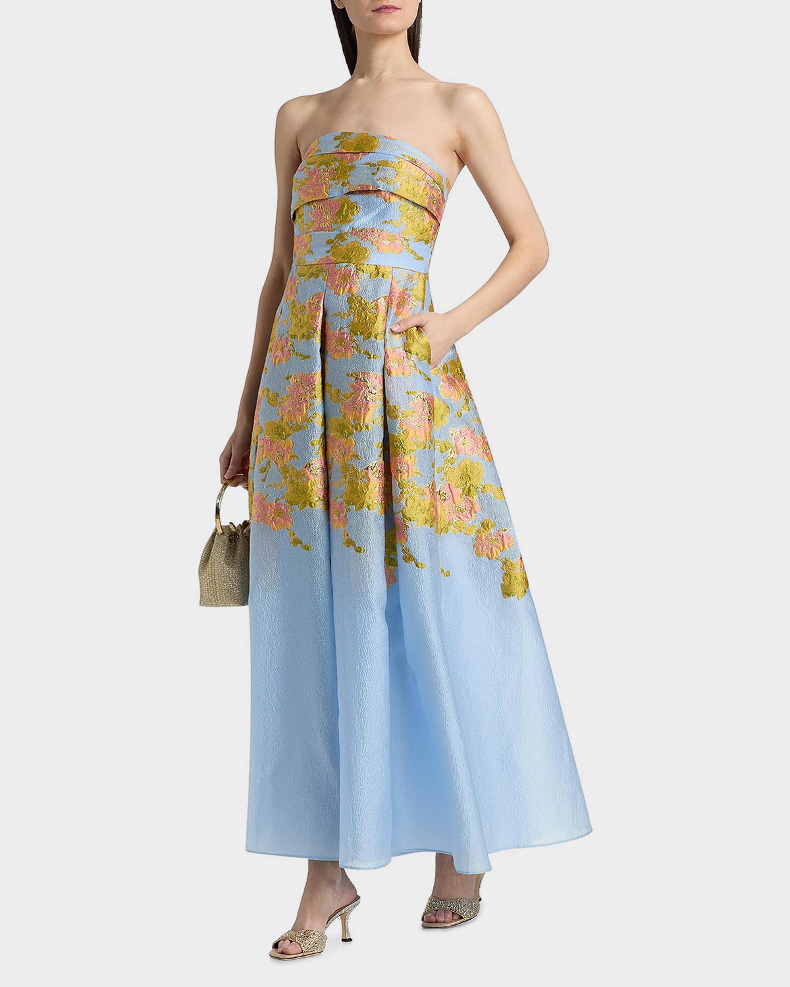 Theia Leia Strapless Jacquard Dress | Neiman Marcus