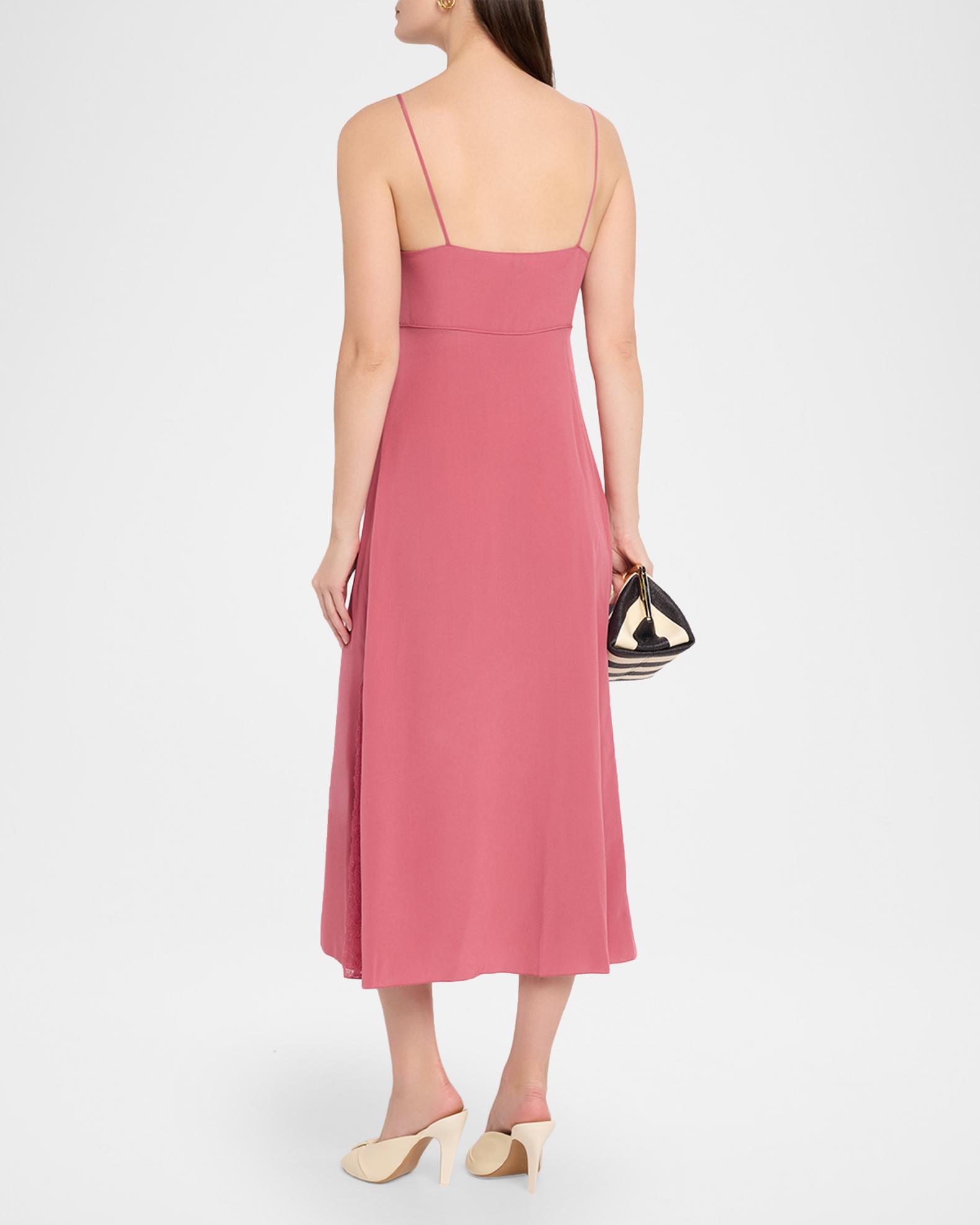 Chloe Lace-Trim Empire Silk Midi Slip Dress