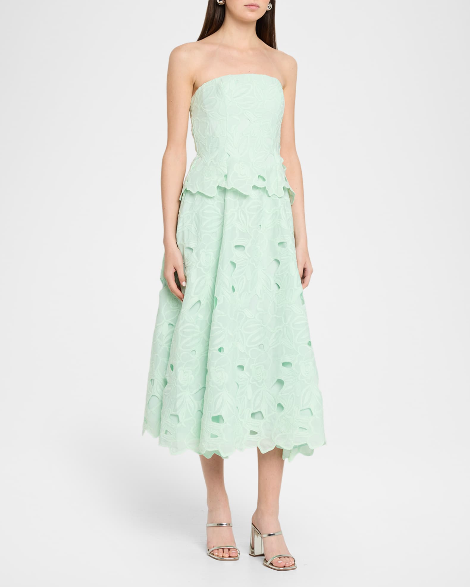 As It May Isla Cutout Floral-Embroidered Midi Dress | Neiman Marcus