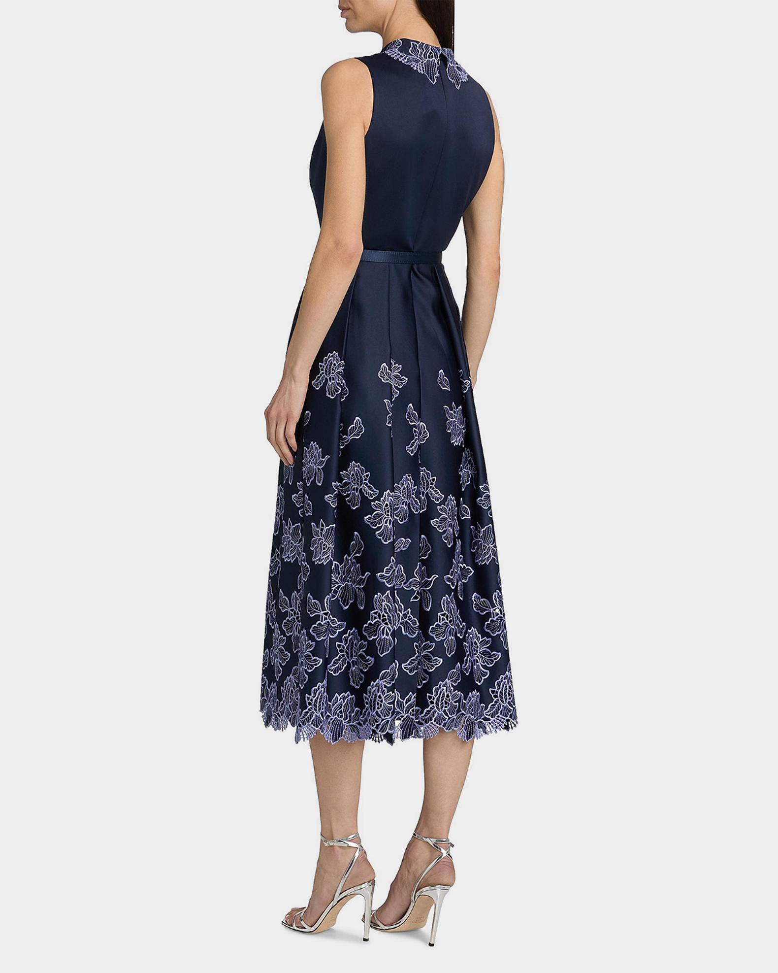 Theia Merisel Pleated Floral-Embroidered Midi Shirtdress | Neiman Marcus