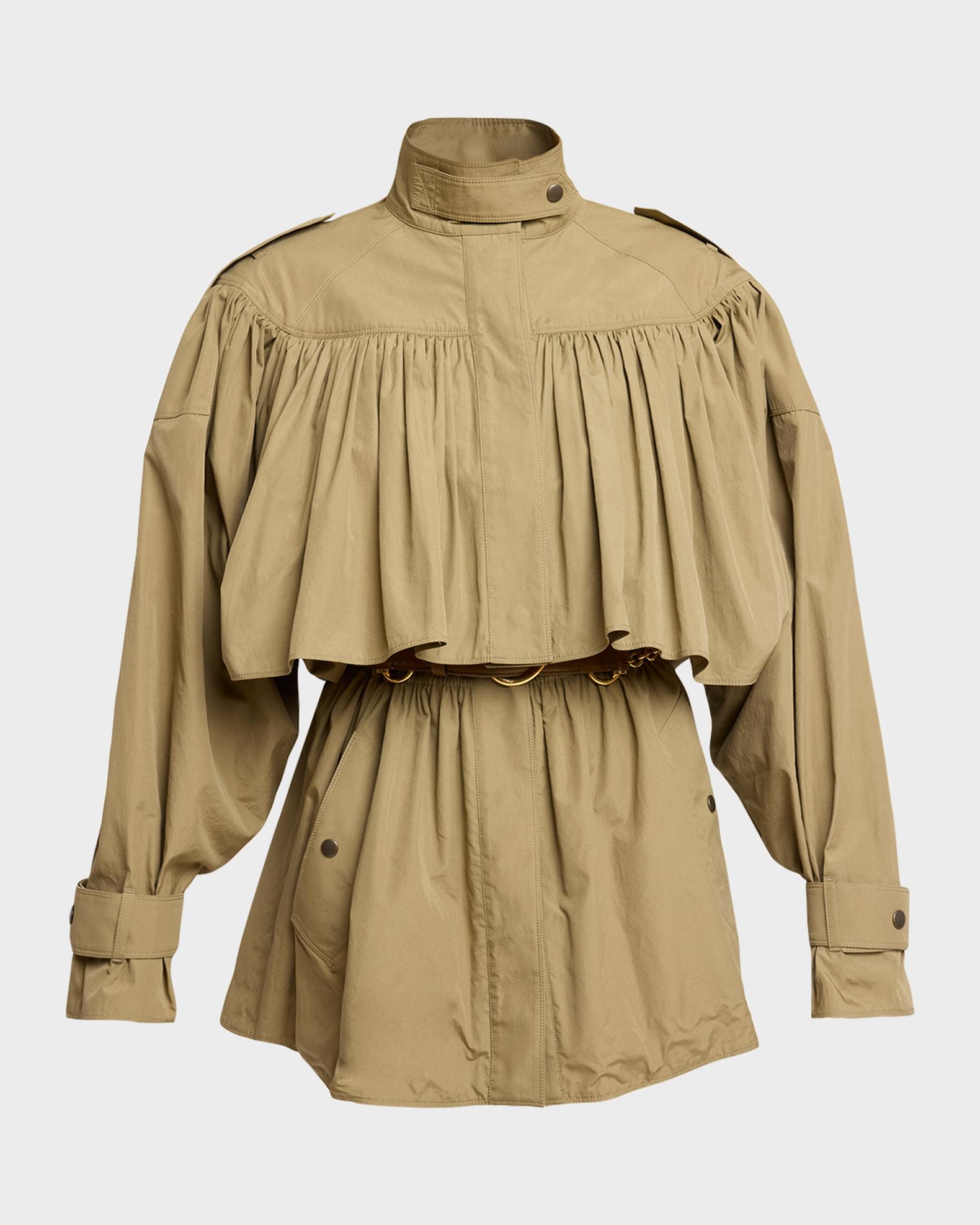 Chloe Gathered Ruffle Short Trench Coat | Neiman Marcus