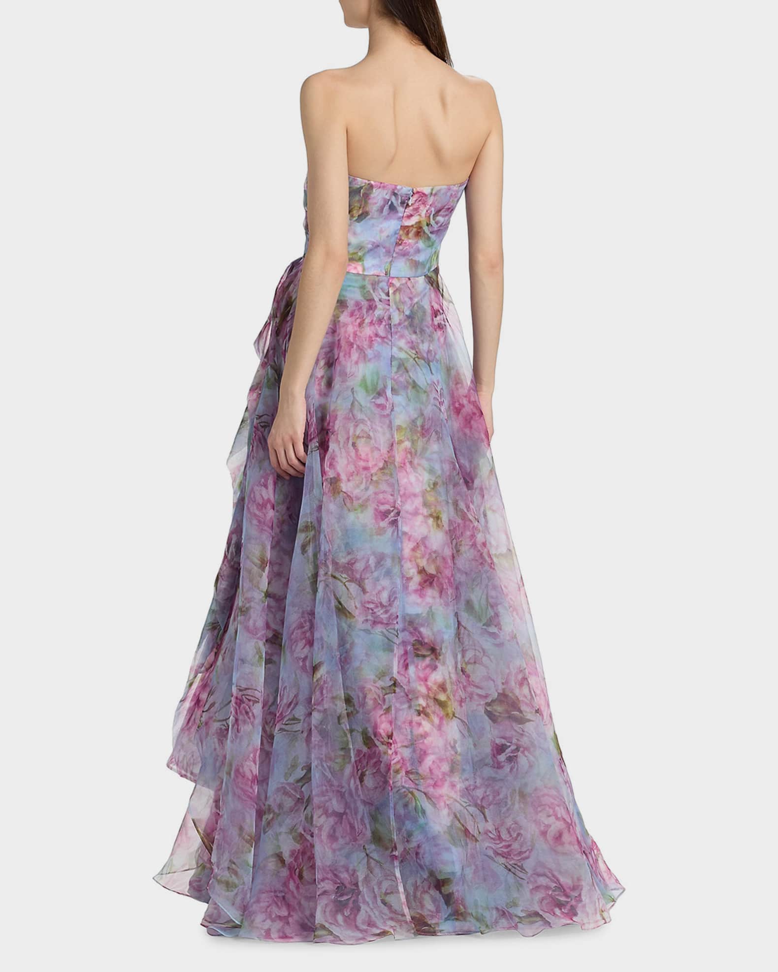 Theia Women's Fahreta Floral Strapless Gown - Glass Garden - Size 16