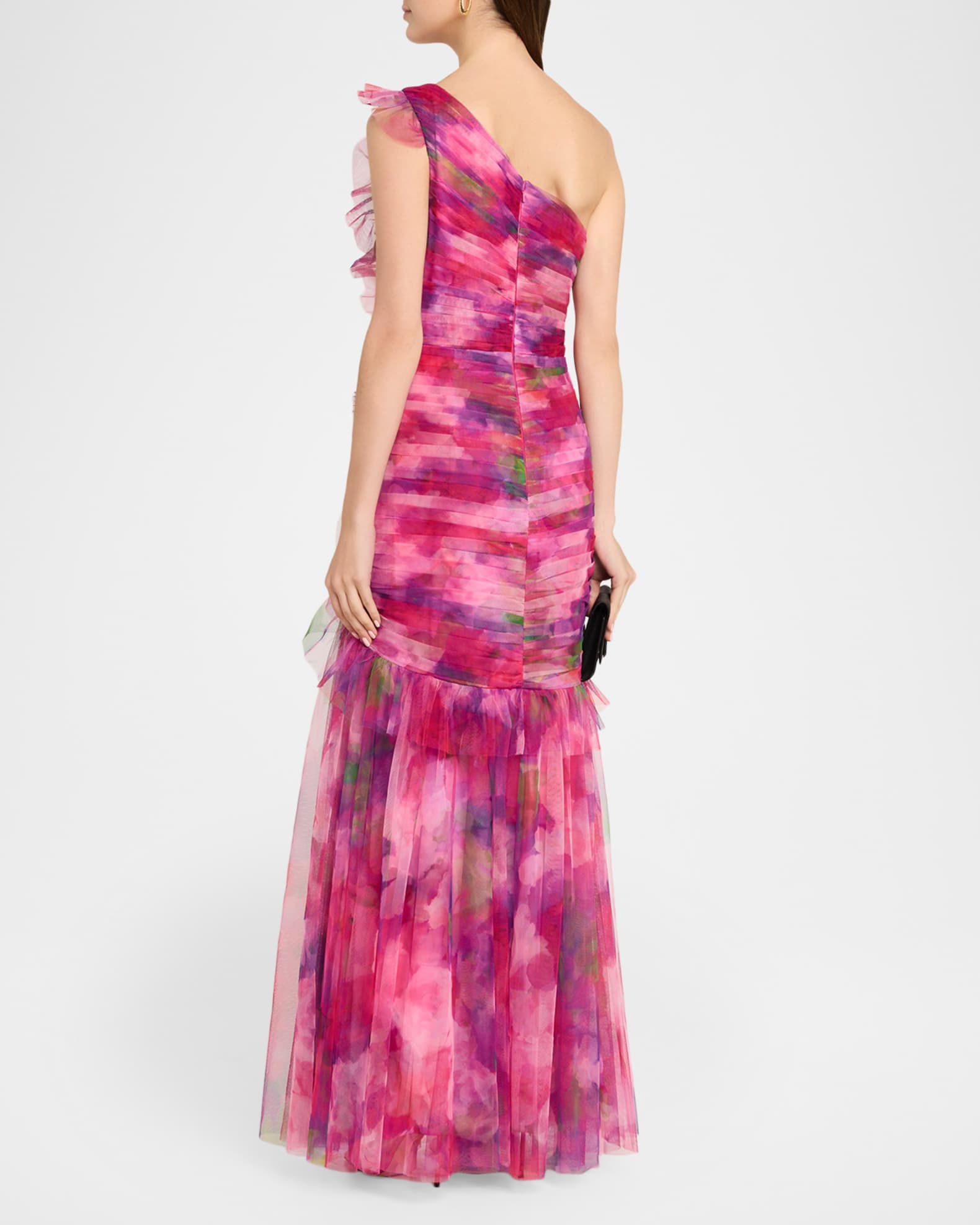 cynthia rowley one shoulder dress Cynthia Rowley Myrtle One-Shoulder Ruffle Tulle Mermaid Gown