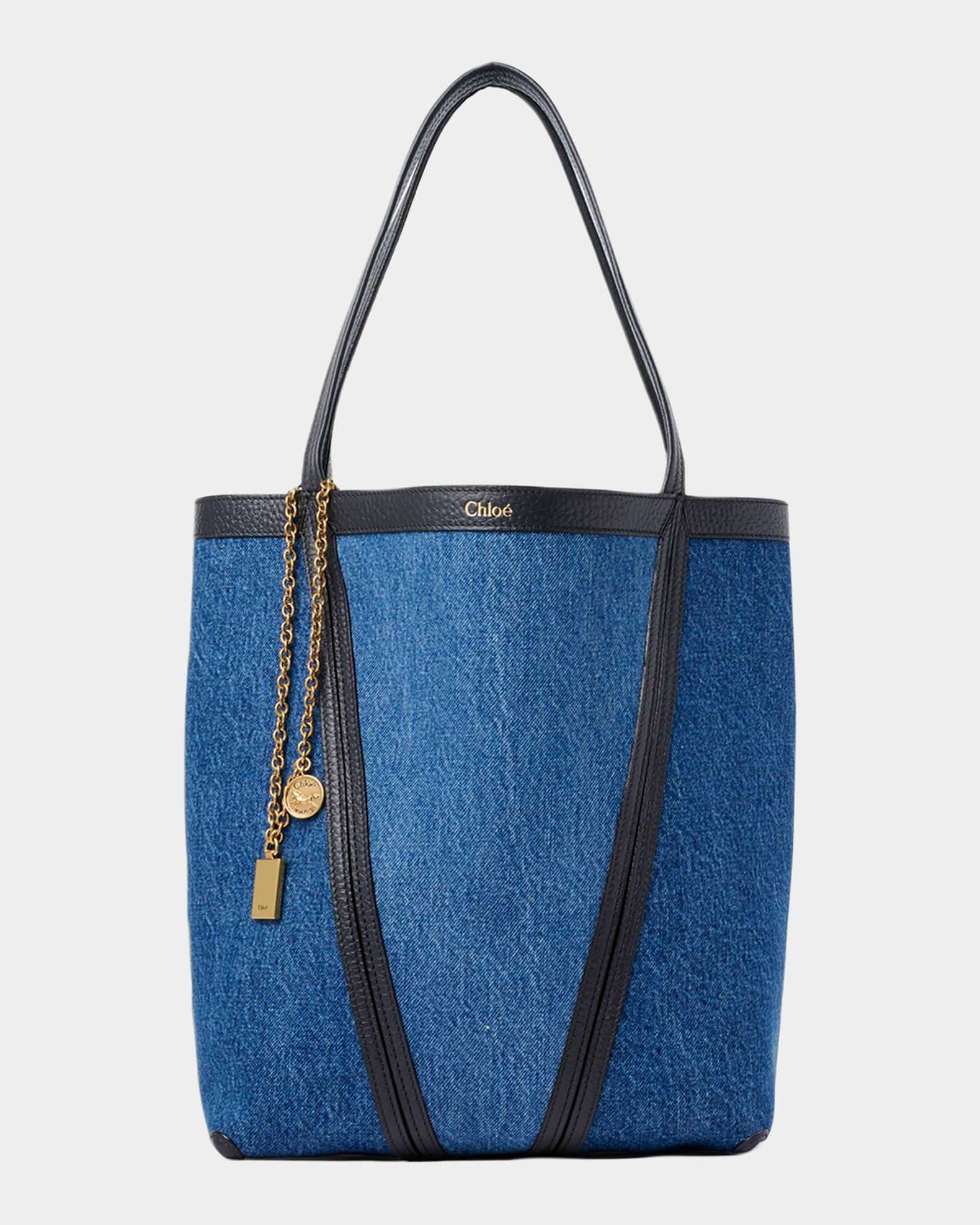 Chloe Spin Medium Tote Bag in Cotton Denim