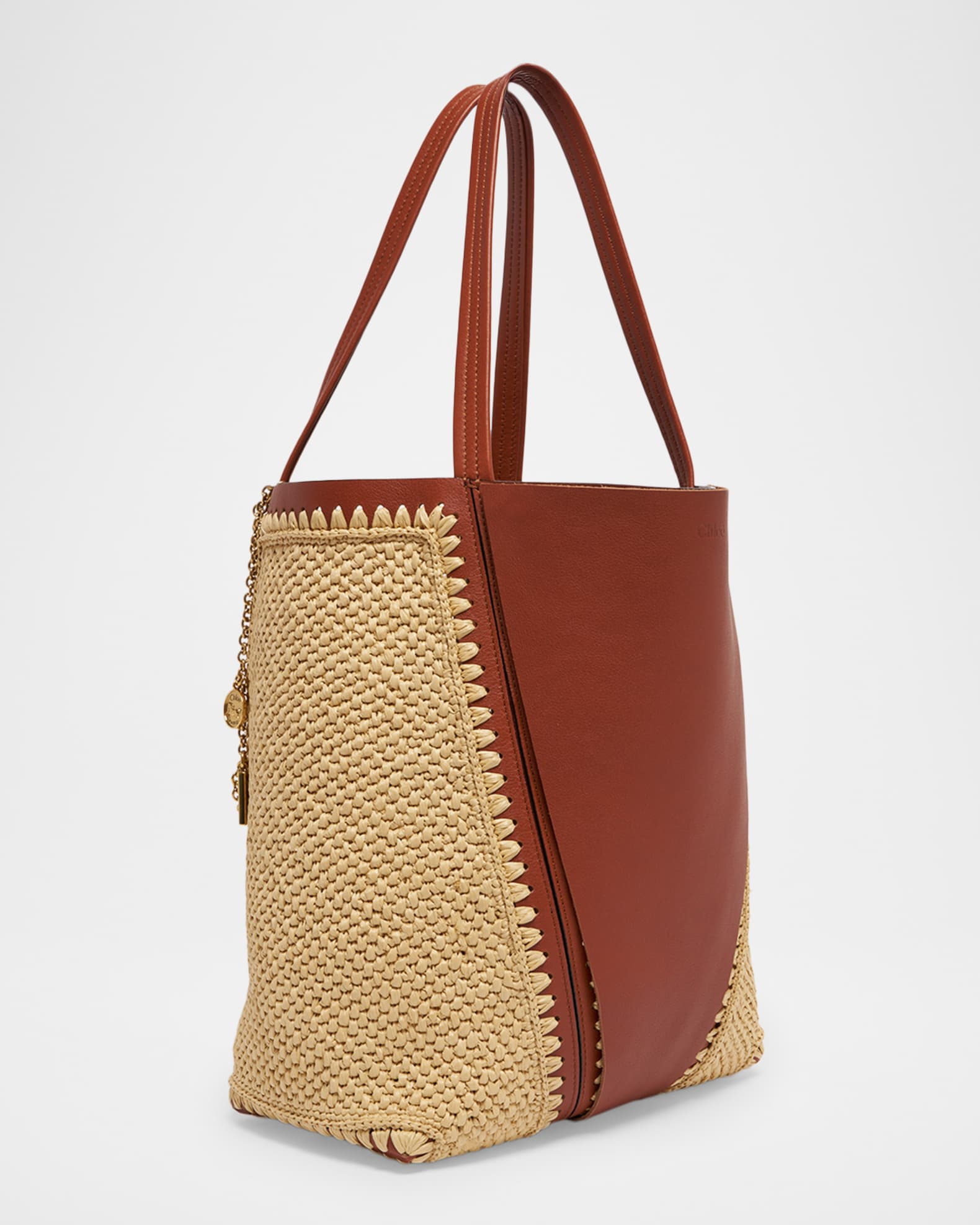 Chloe Spin Medium Tote Bag in Viscose Raffia | Neiman Marcus