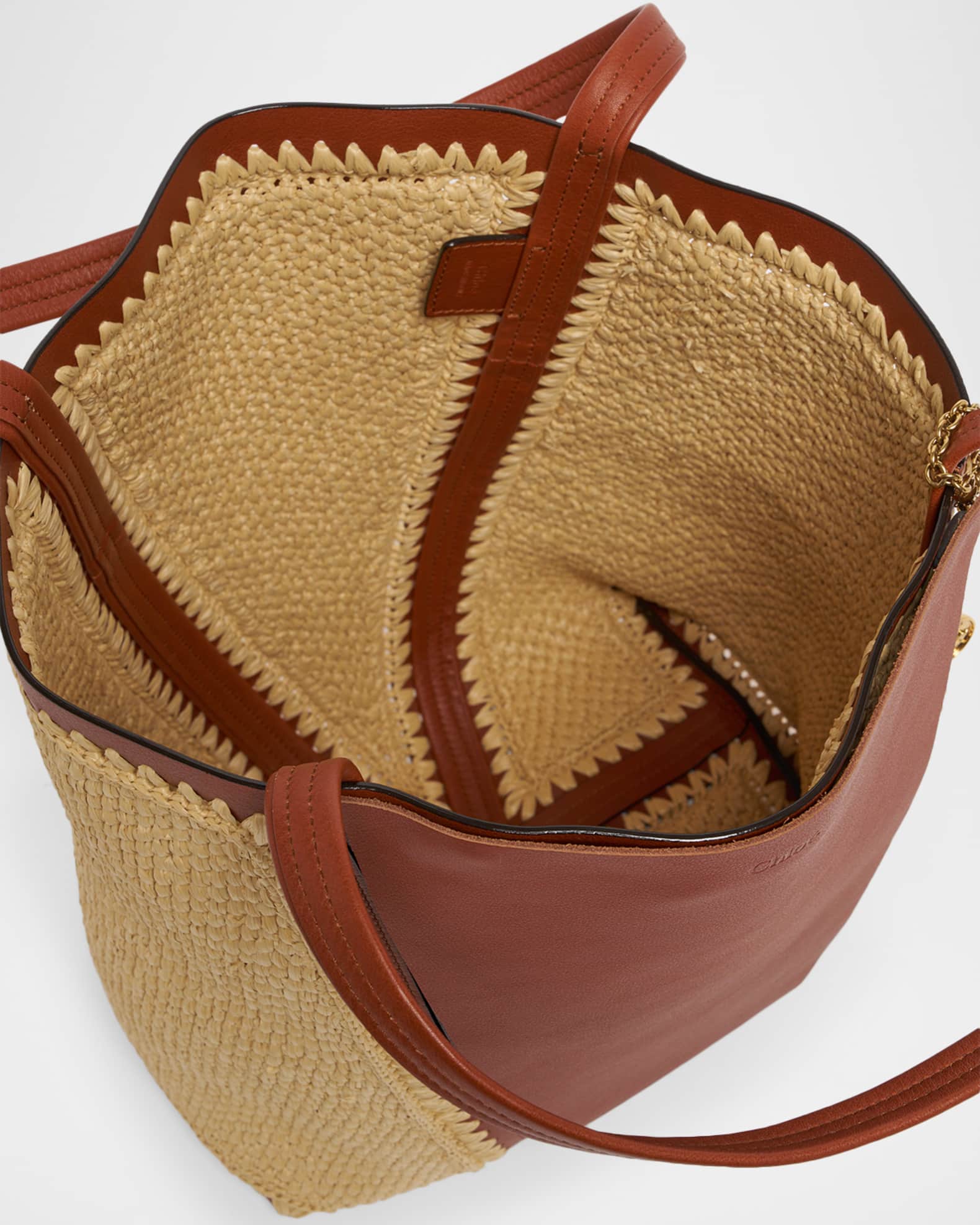 Chloe Spin Medium Tote Bag in Viscose Raffia | Neiman Marcus