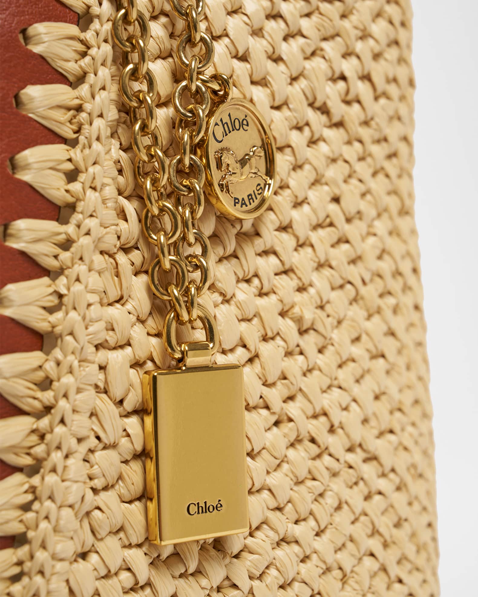 Chloe Spin Medium Tote Bag in Viscose Raffia | Neiman Marcus