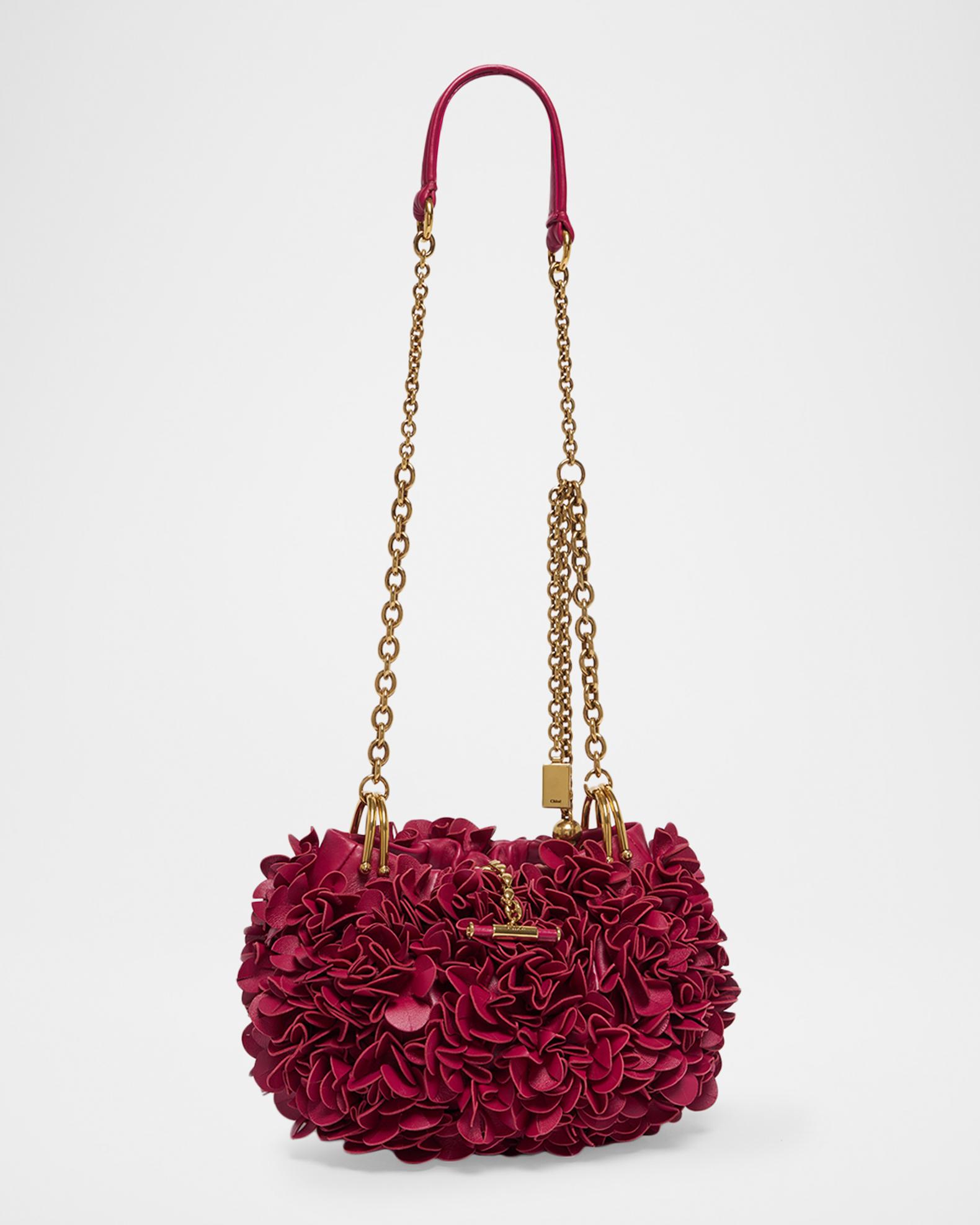 Chloe Plisse Ruffle Leather Shoulder Bag | Neiman Marcus
