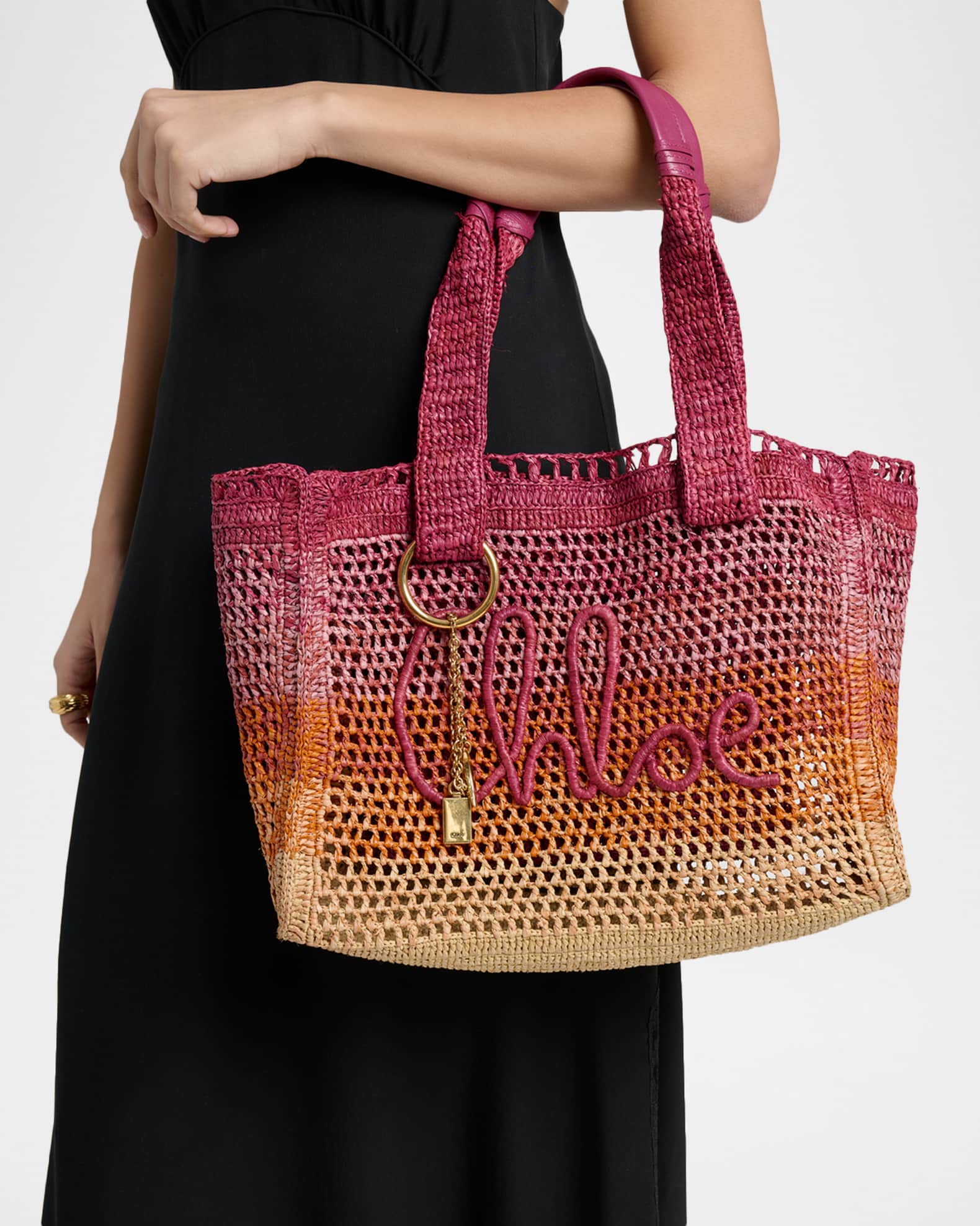 Chloe Summer Banana Ombre Raffia Tote Bag | Neiman Marcus