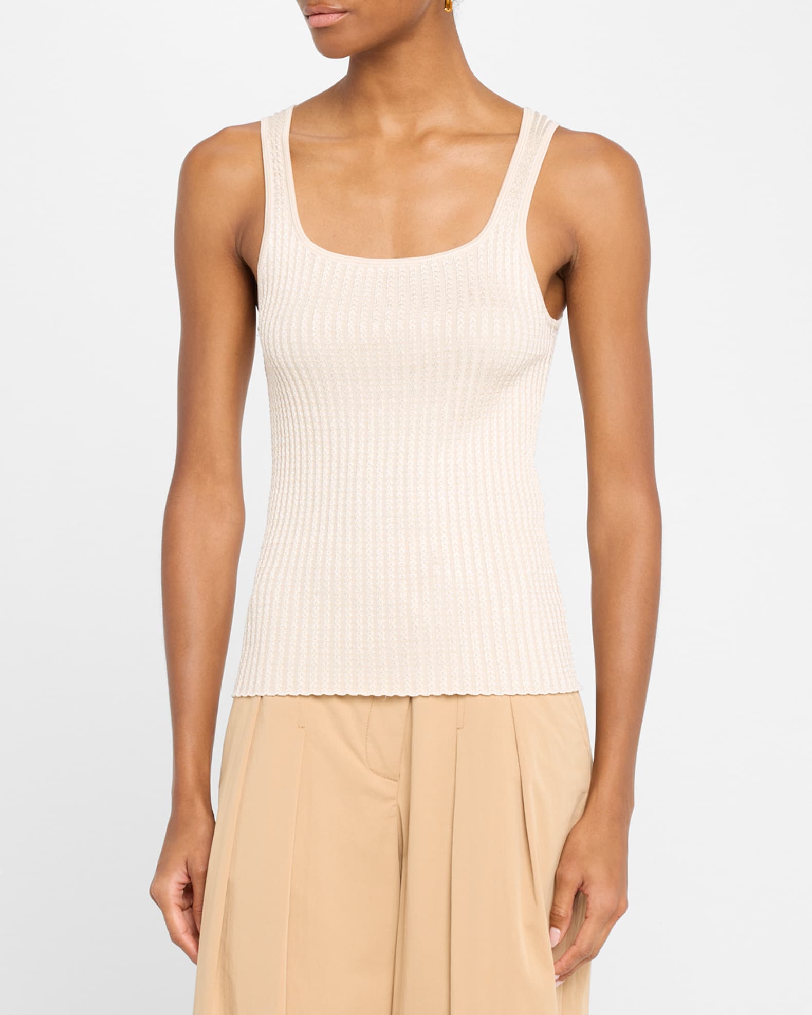 Veronica Beard Sandra Knit Square-Neck Tank Top | Neiman Marcus