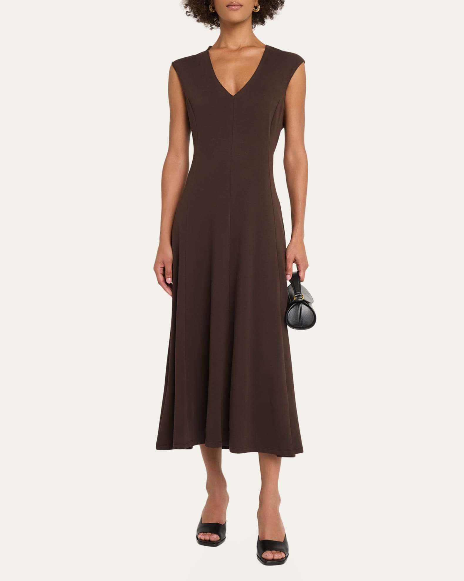frame brown dress Brown ribbed cotton midi dress with Marni Frame logo