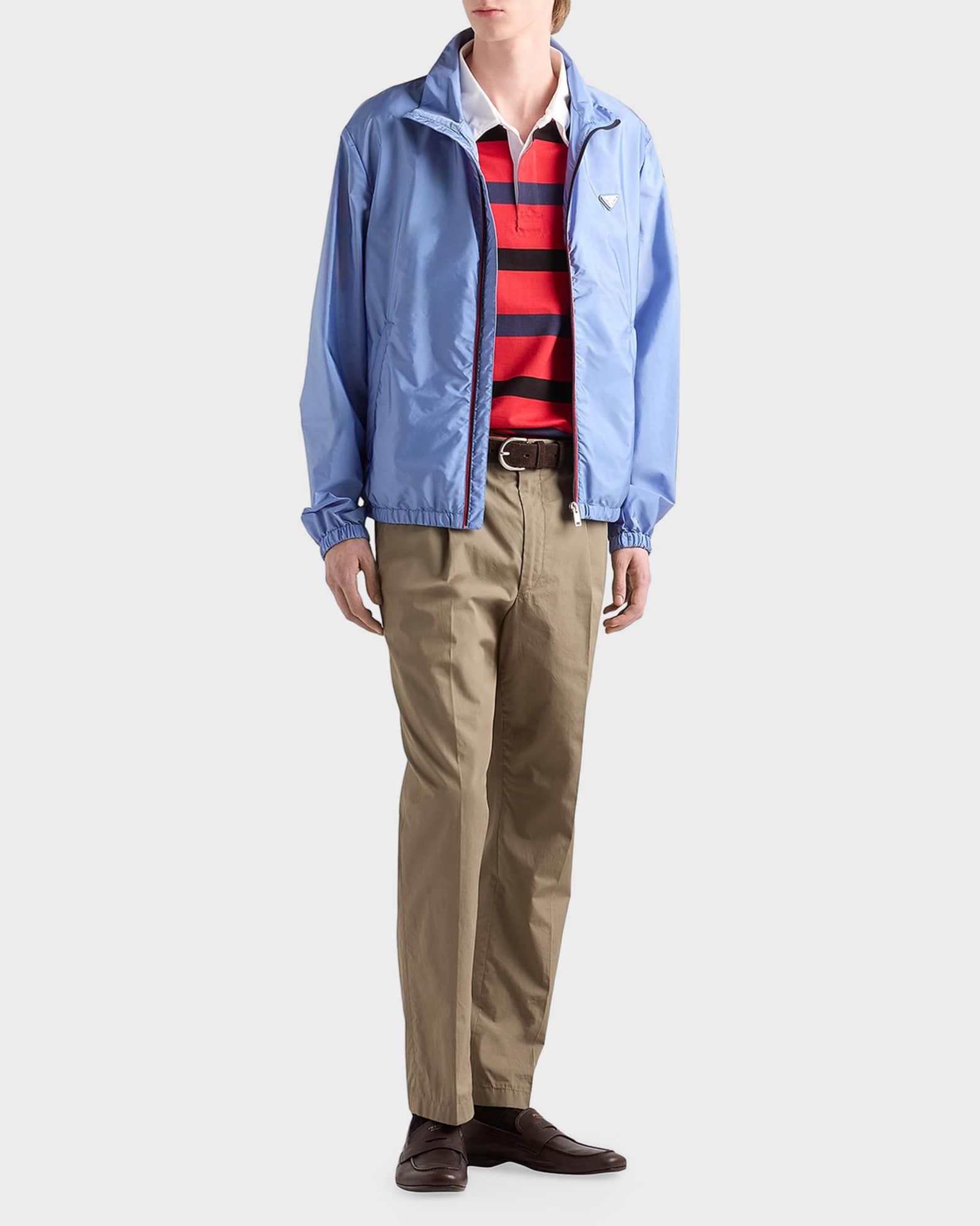 Prada Men's Striped Cotton Polo Shirt | Neiman Marcus
